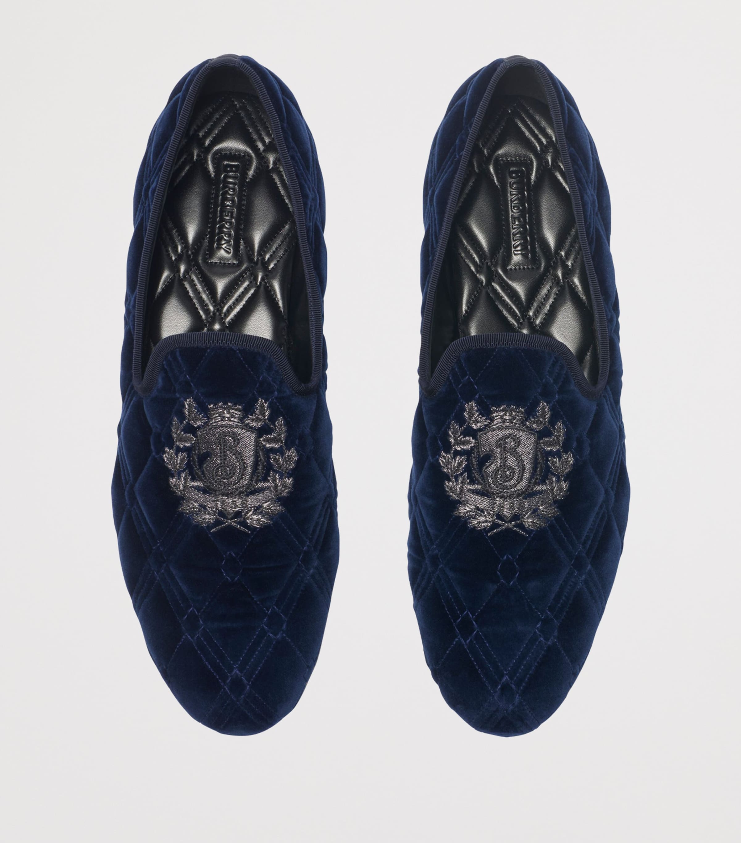 Velvet Quilted Estate Slippers SILHOUETTE BLUE Image 2