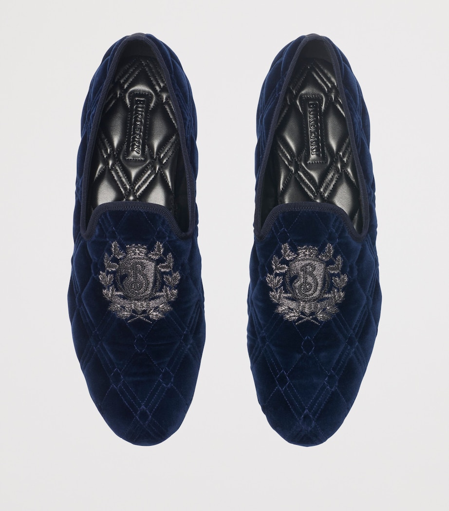 Velvet Quilted Estate Slippers SILHOUETTE BLUE Image 2
