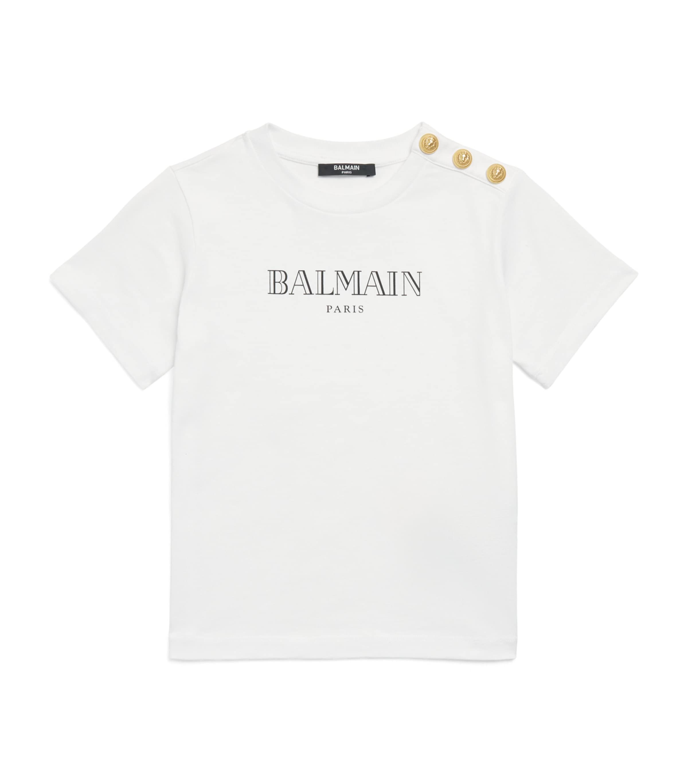 Balmain Kids Cotton Logo T-Shirt (4-14 Years) White/black Image 1