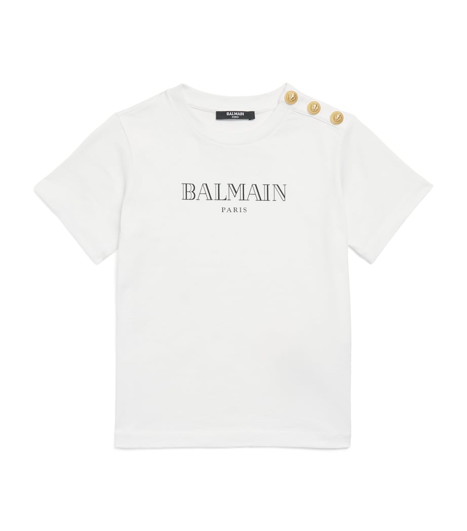 Balmain Kids Cotton Logo T-Shirt (4-14 Years) White/black Image 1