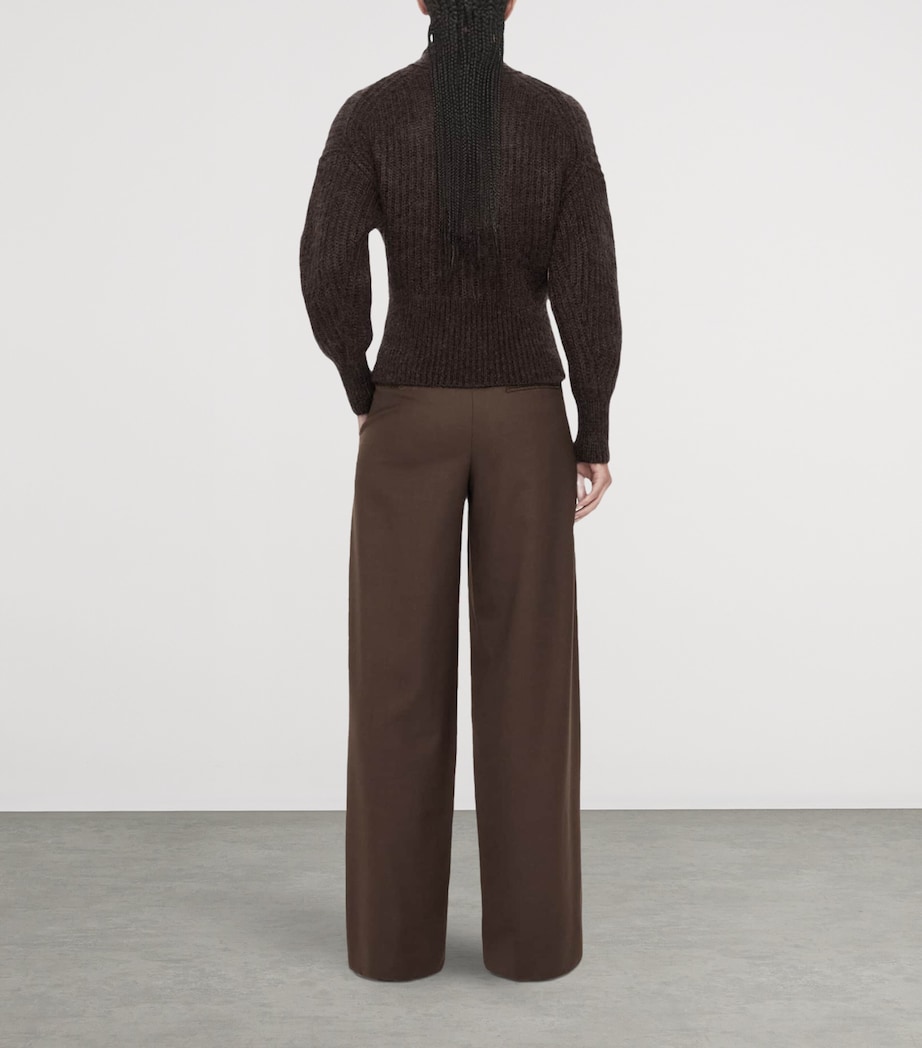 AllSaints Womens Laura Wide-Leg Trousers Brown Image 7