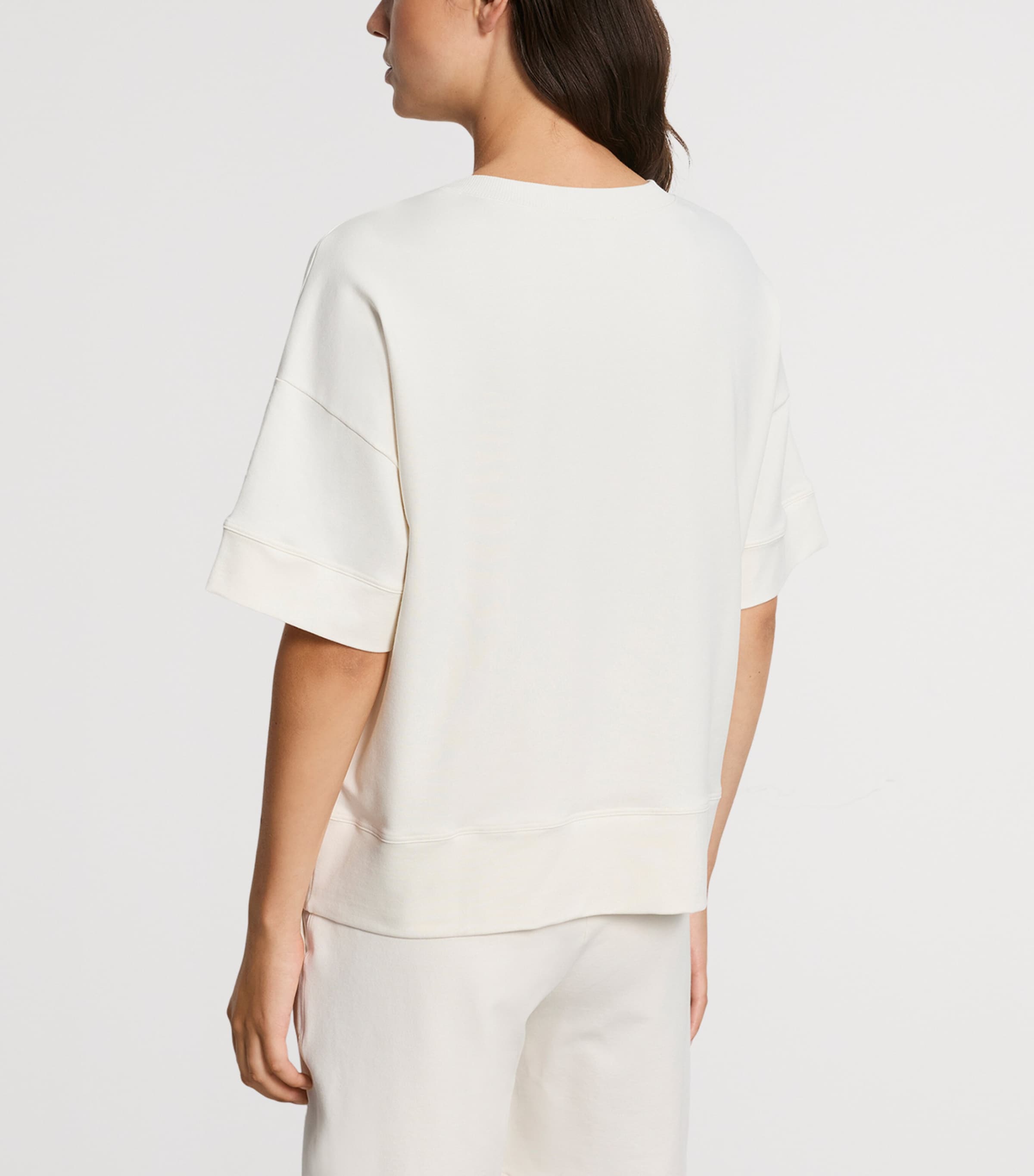 Hanro Womens Stretch-Cotton Natural Living Sweatshirt Misty White Image 3