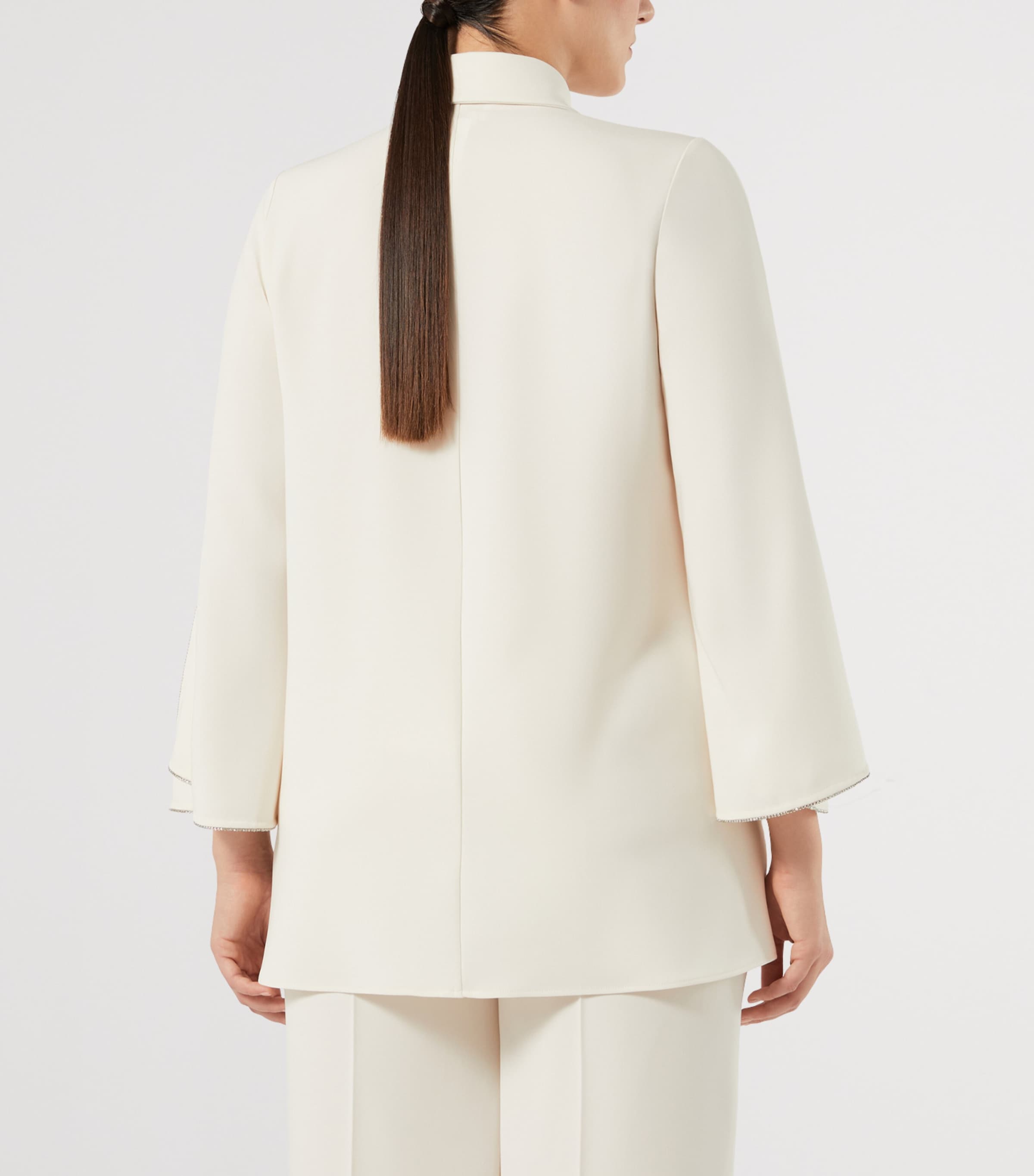 Marina Rinaldi Womens Embellished Belted Blazer Ivory Image 4