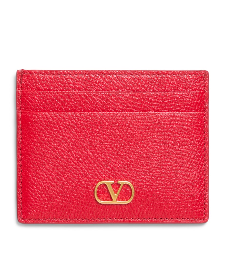 Grained Leather VLogo Signature Card Holder JU5 Image 1