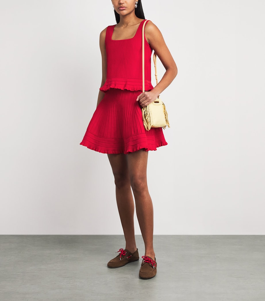 Maje Womens Ruffled Crop Top Red Image 2