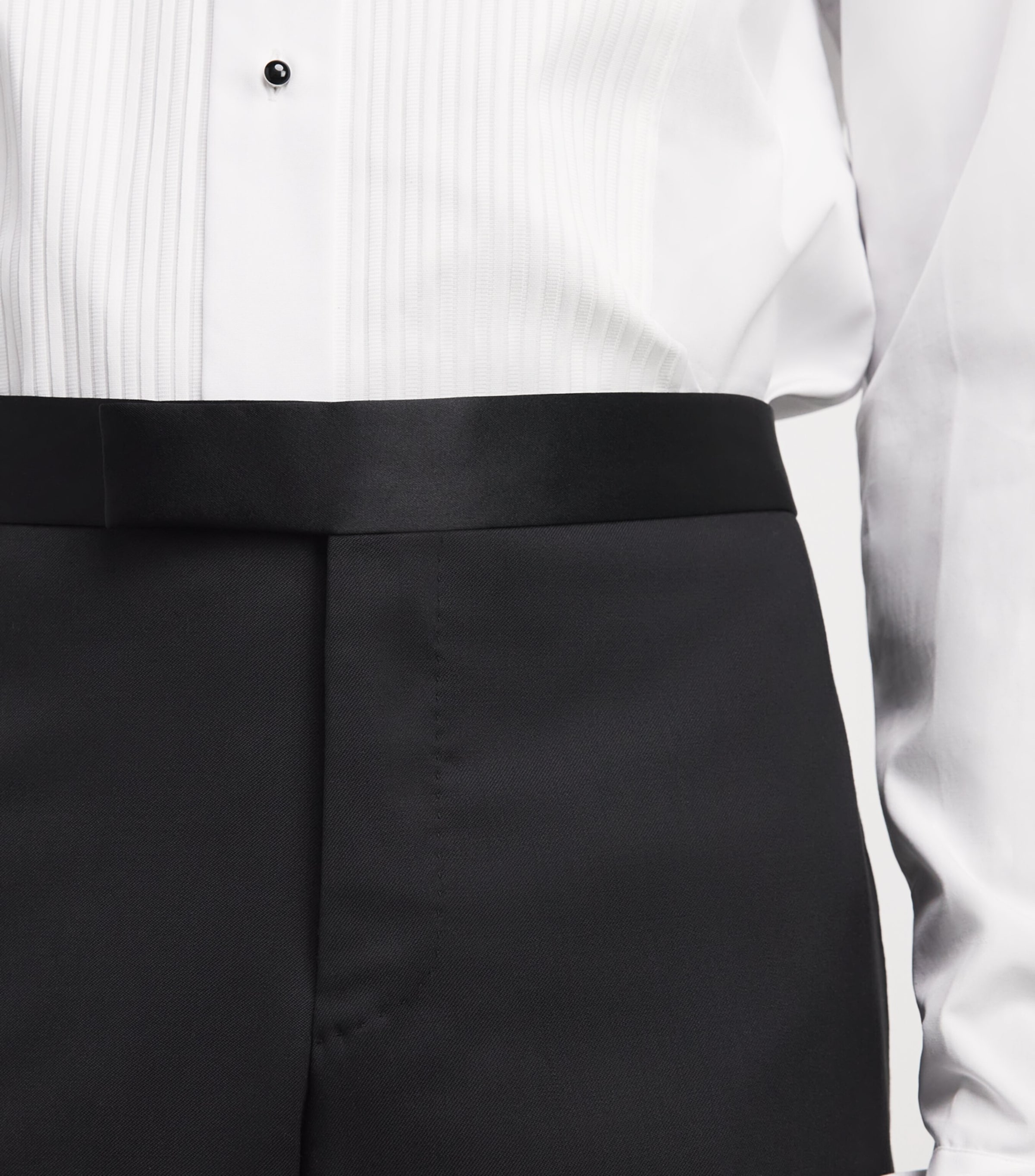 Pal Zileri Mens Wool Satin-Trim Trousers Black Image 3