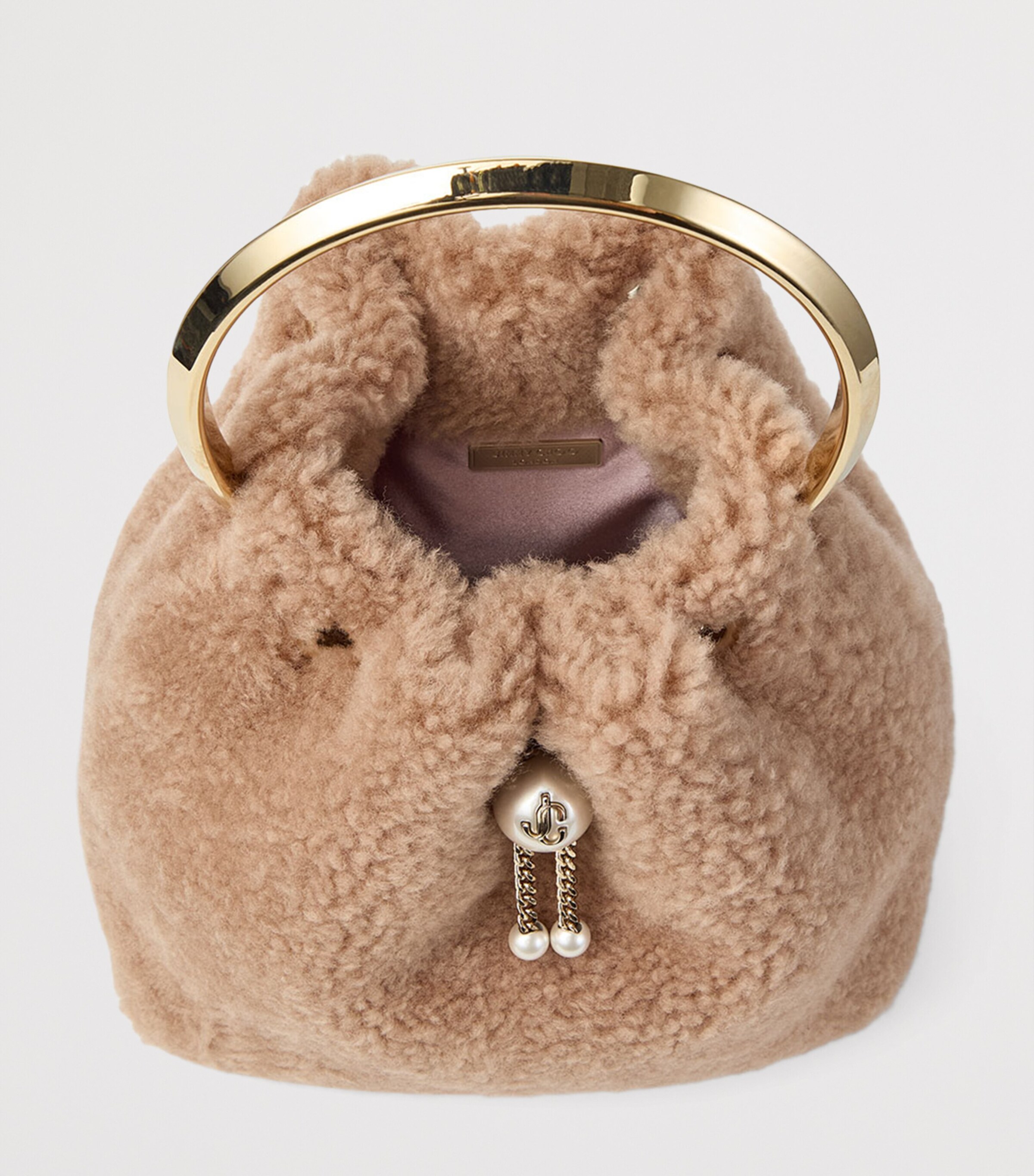 Bon Bon Shearling Top-Handle Bag TOFFEE/LIGHT GOLD Image 5