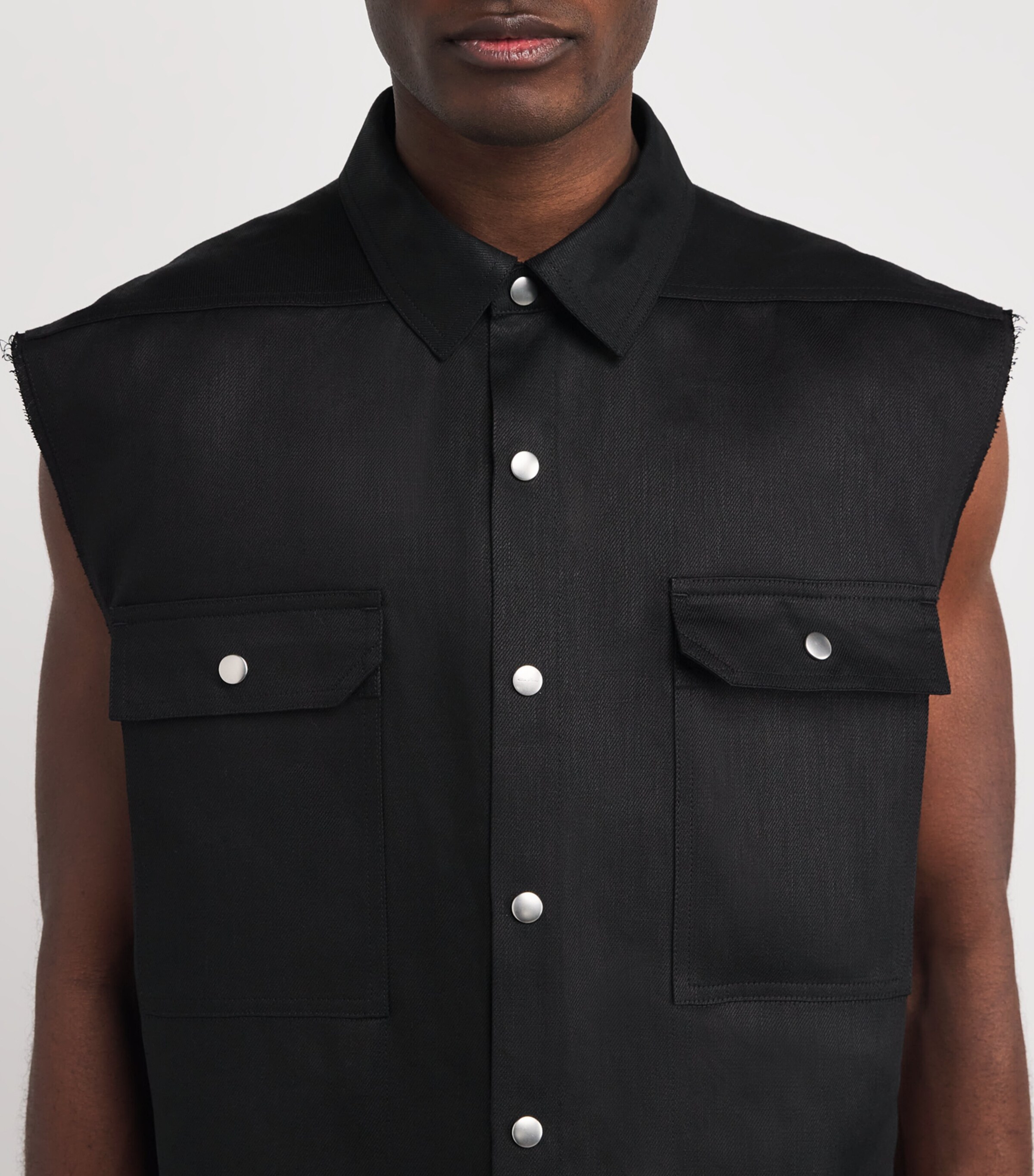 Linen Twill Sleeveless Overshirt 09/BLACK Image 6