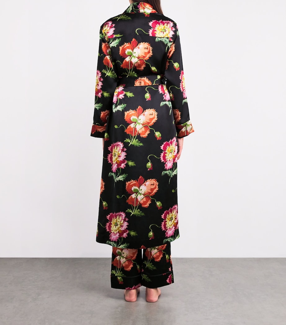 Silk Floral Robe BLACK Image 3