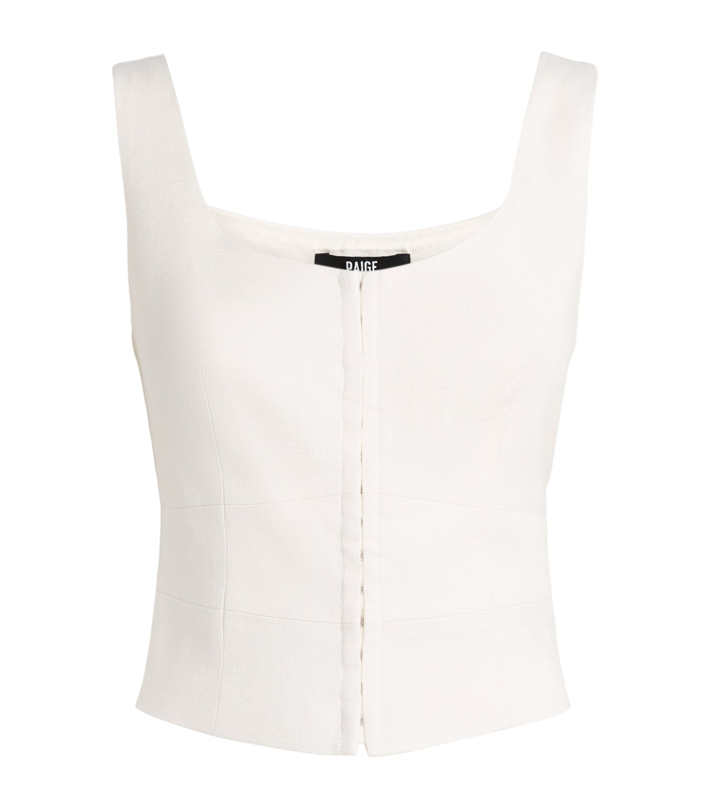 PAIGE Womens Sleeveless Carra Crop Top Bone Image 1