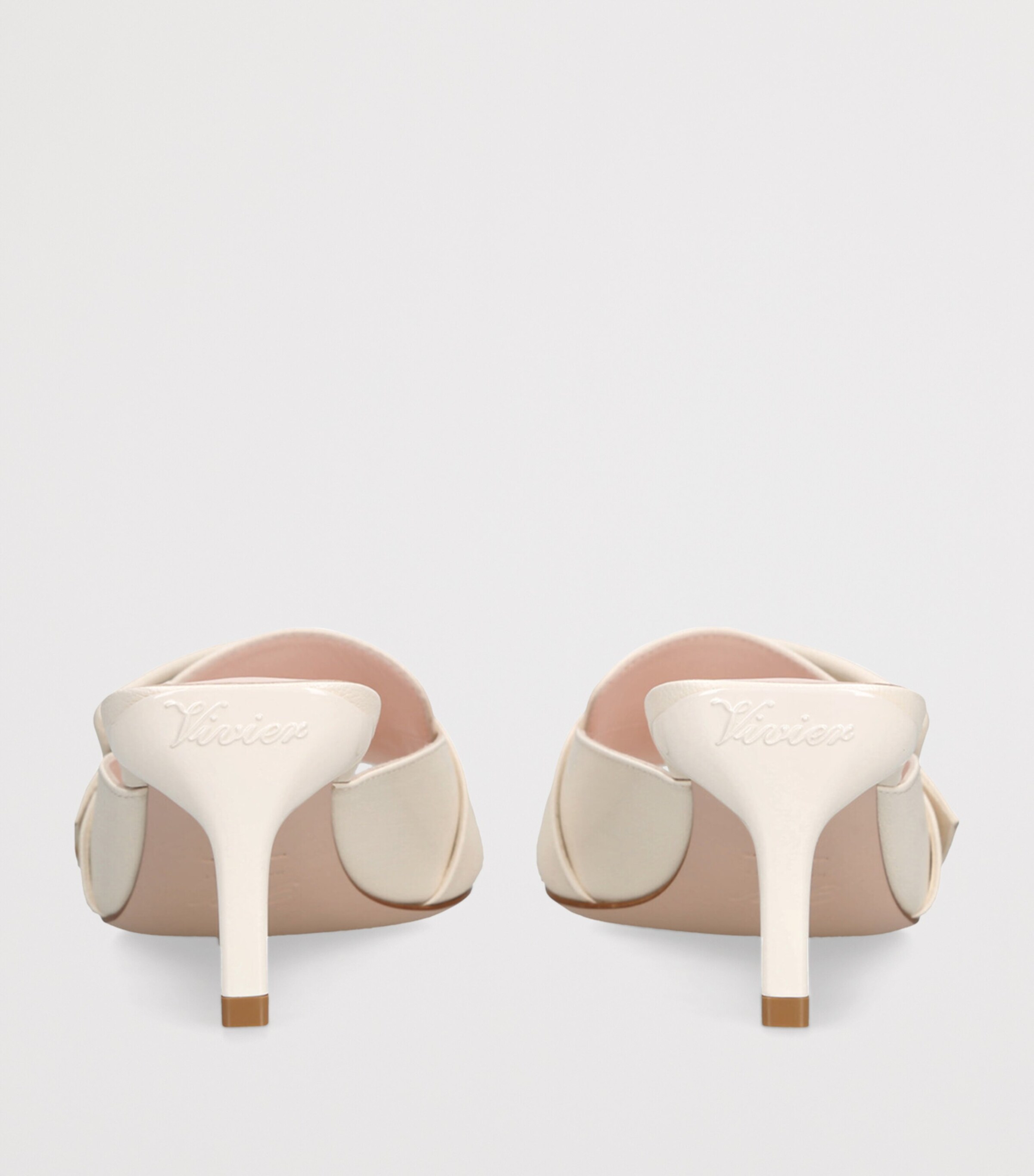 Leather Viv’ Canard Heeled Mules 55 CREAM Image 2