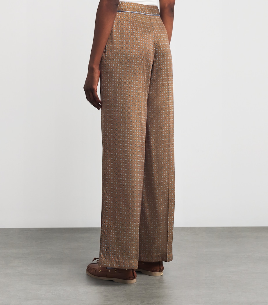 Satin Printed Straight Trousers BROWN TIE Image 4