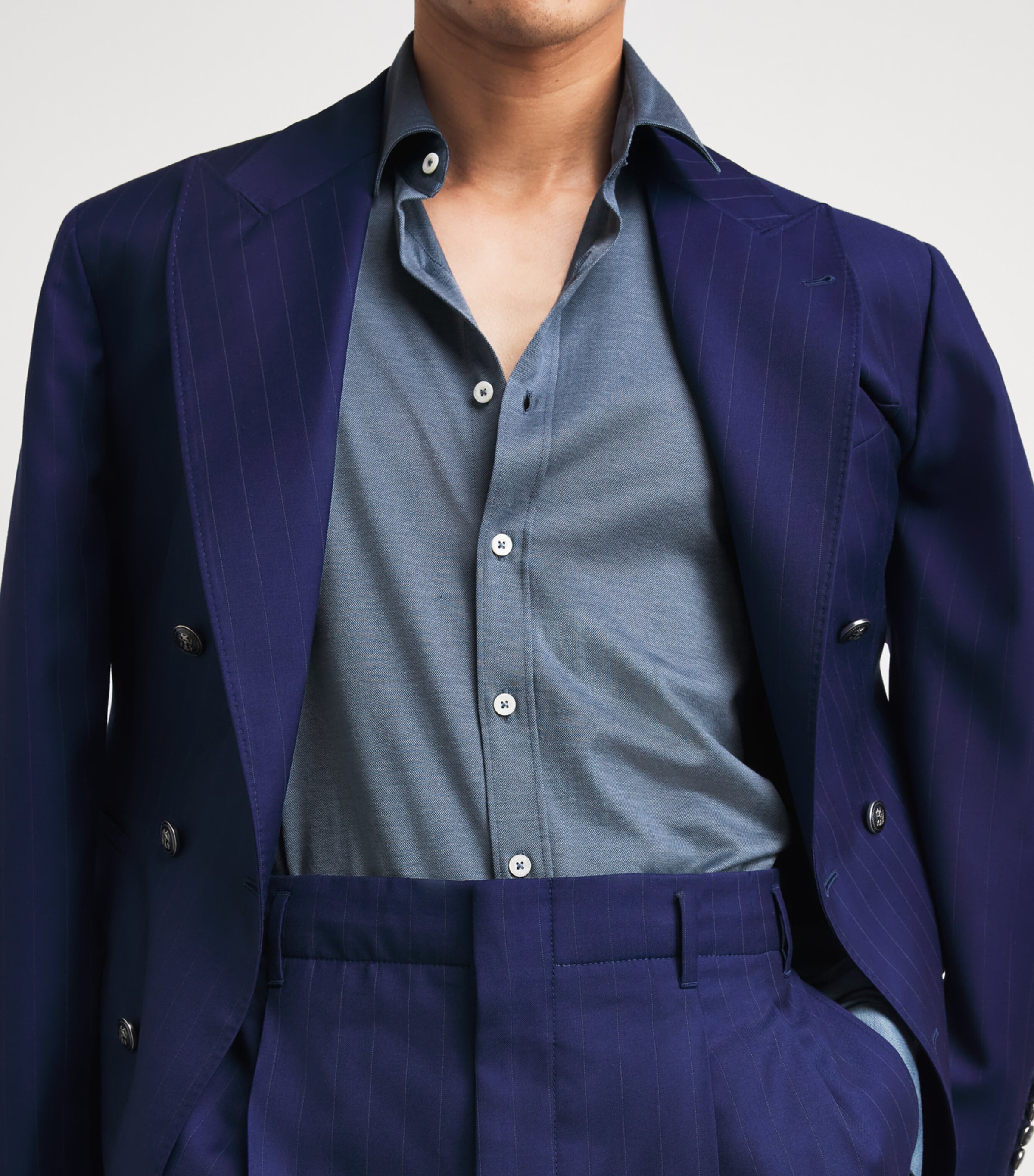 Canali Mens Cotton-Lyocell Jersey Shirt Blue Image 3