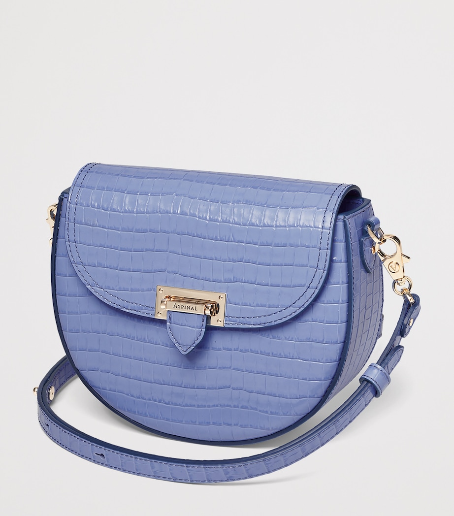 Aspinal Of London Leather Croc-Embossed Portobello Cross-Body Bag Capri Blue Image 2