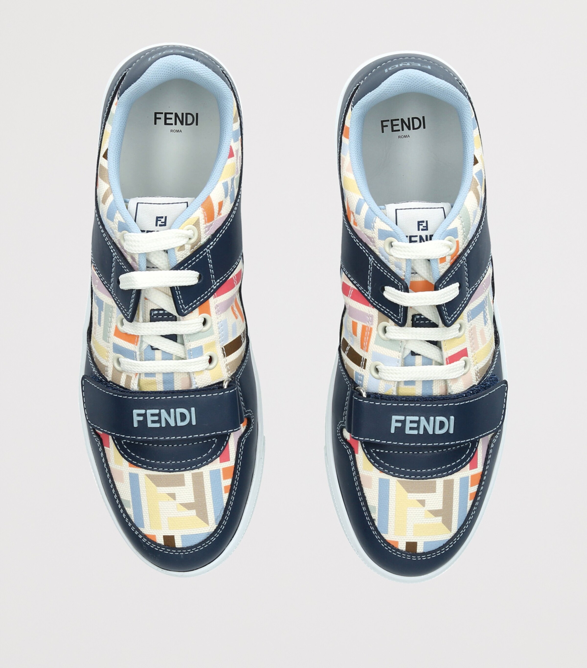Fendi Kids Leather Logo Sneakers Blue Other Image 4