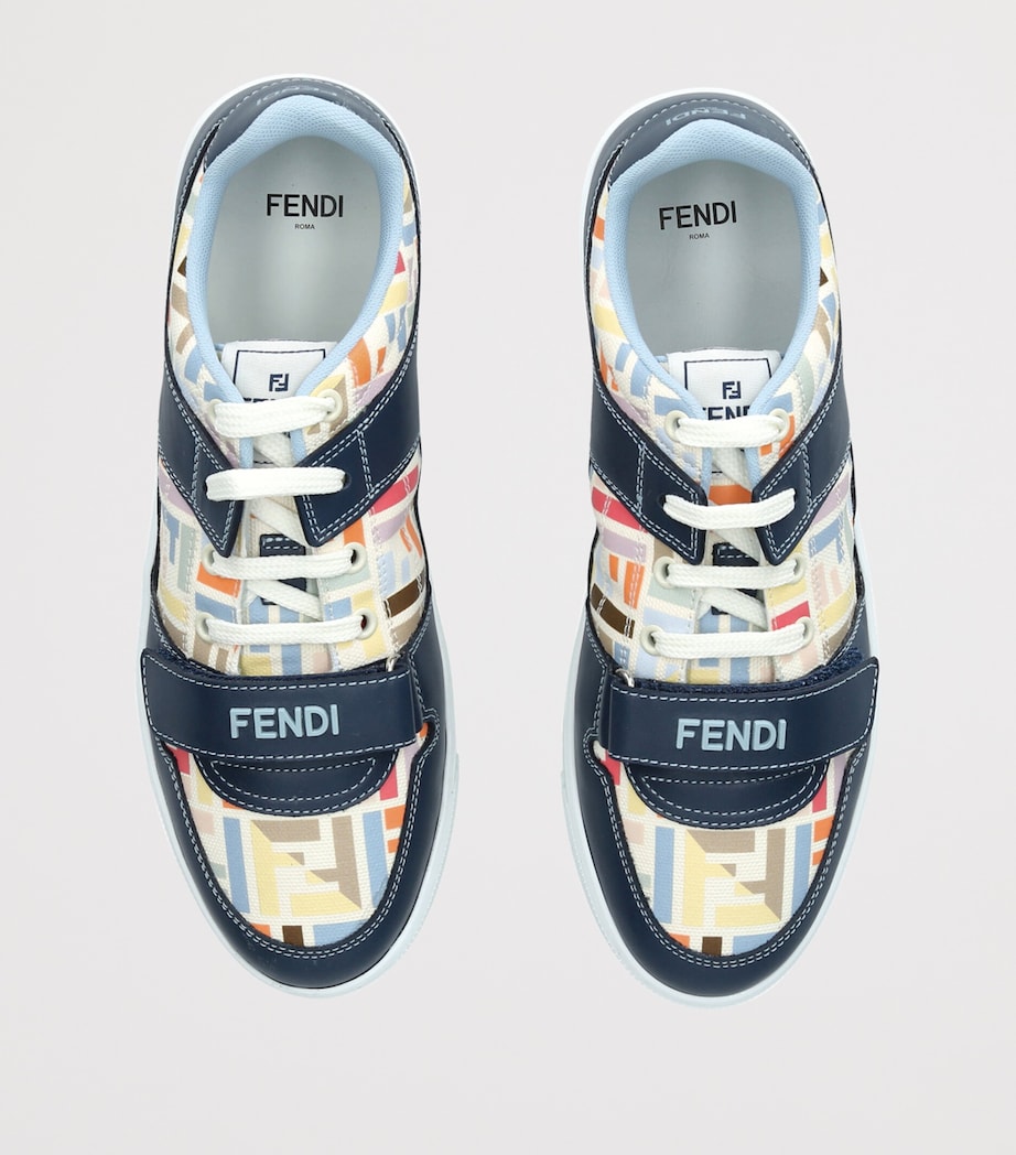Fendi Kids Leather Logo Sneakers Blue Other Image 4