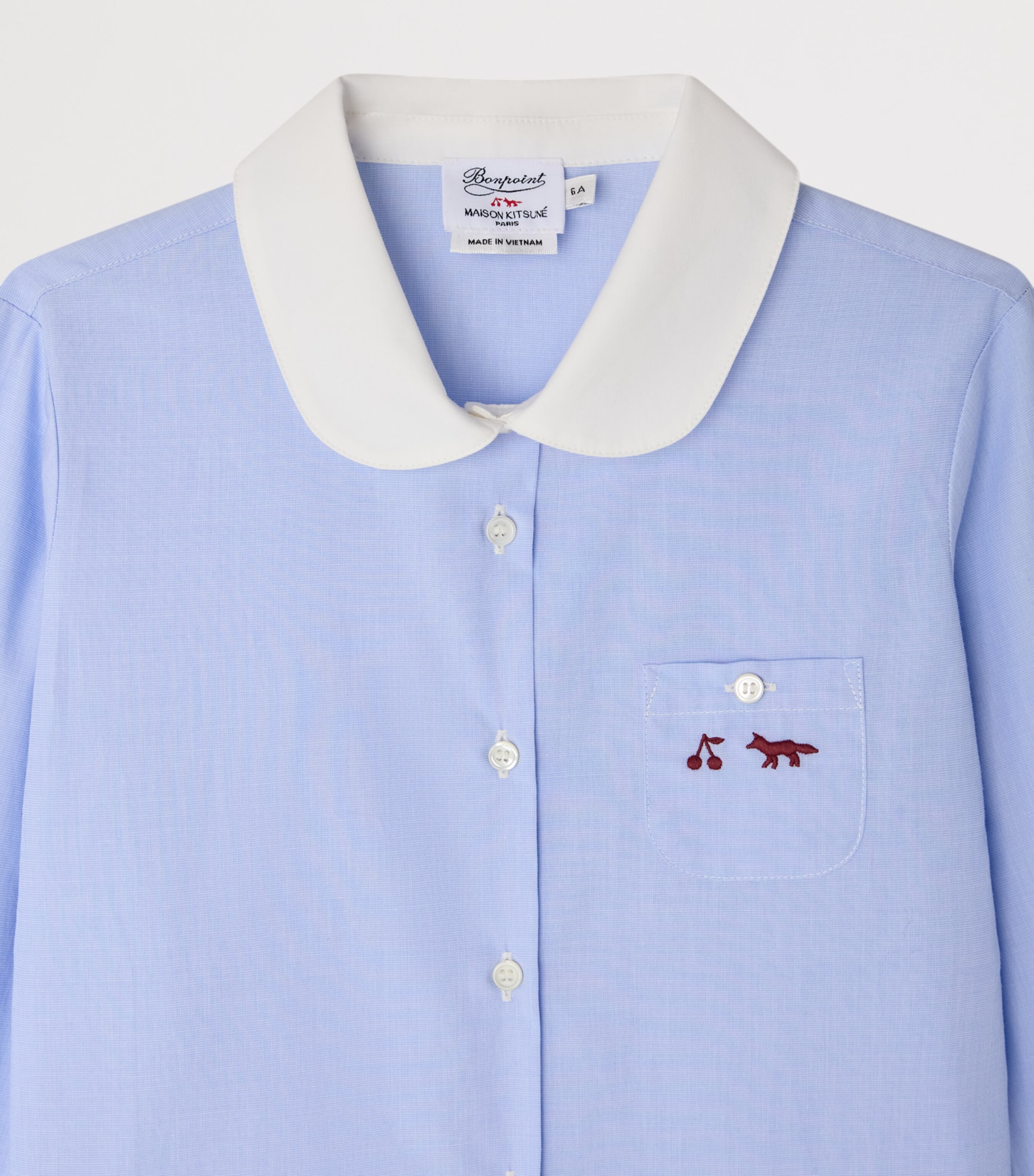 Bonpoint x Maison Kitsuné Cotton Shirt (4-12 Years) Bleu Image 3