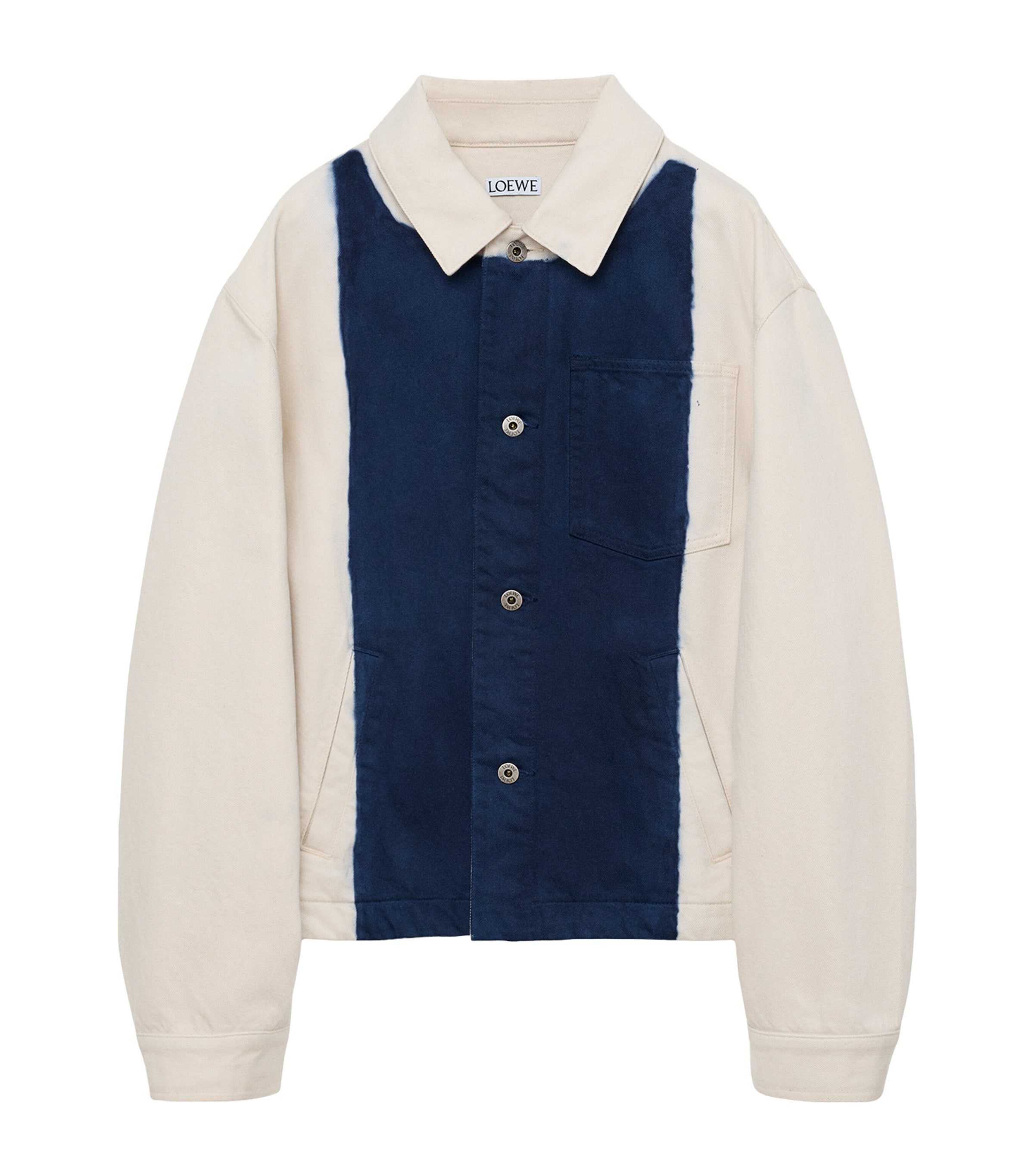 LOEWE Mens Two-Tone Denim Jacket Off White/blue Image 1