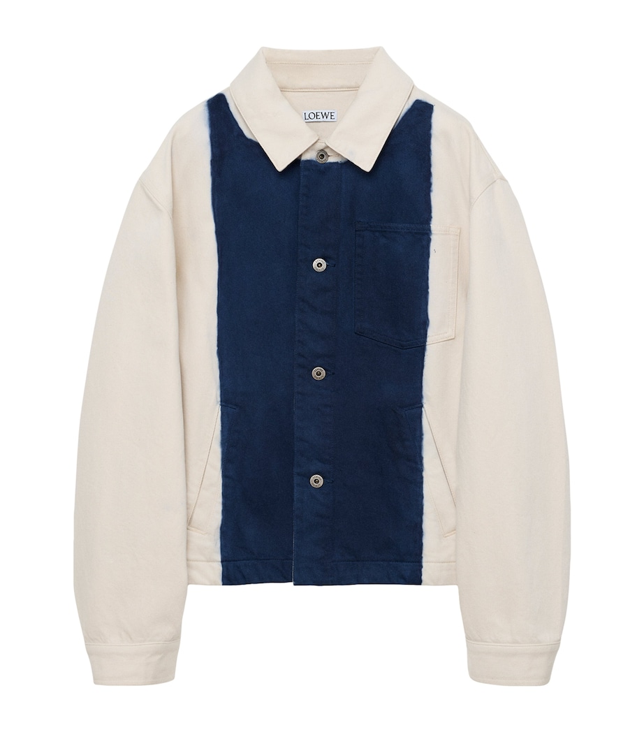 LOEWE Mens Two-Tone Denim Jacket Off White/blue Image 1