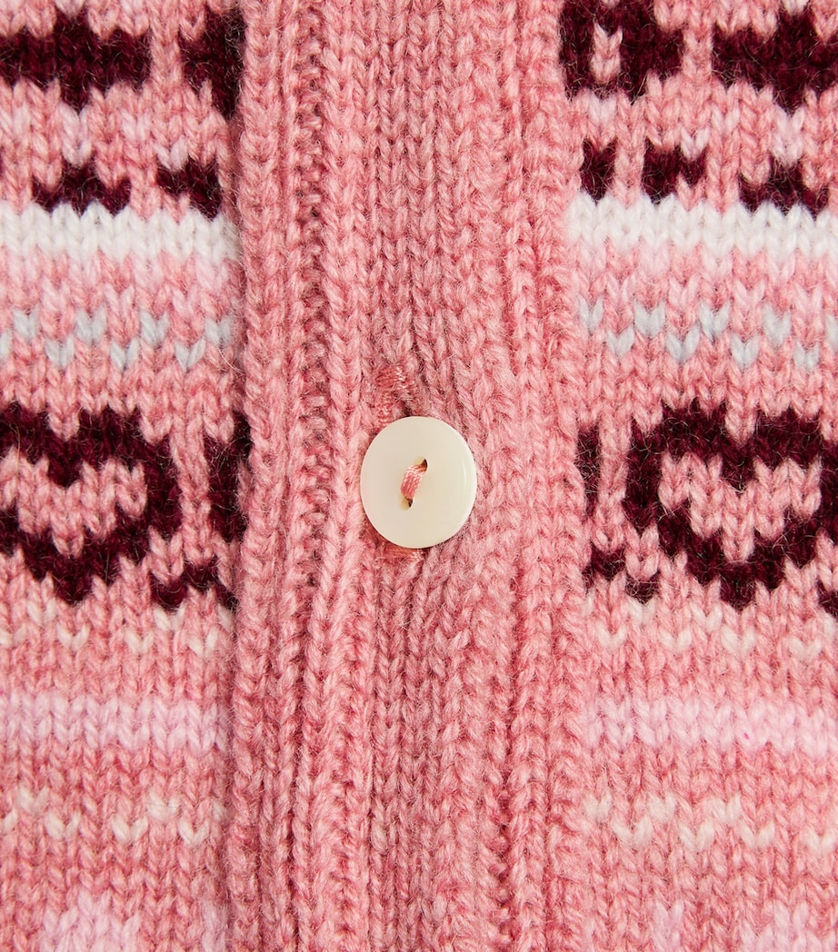 Rosie Sugden Cashmere Cardigan (3 Months - 3 Years) Dusky Pink Fairisle Image 3