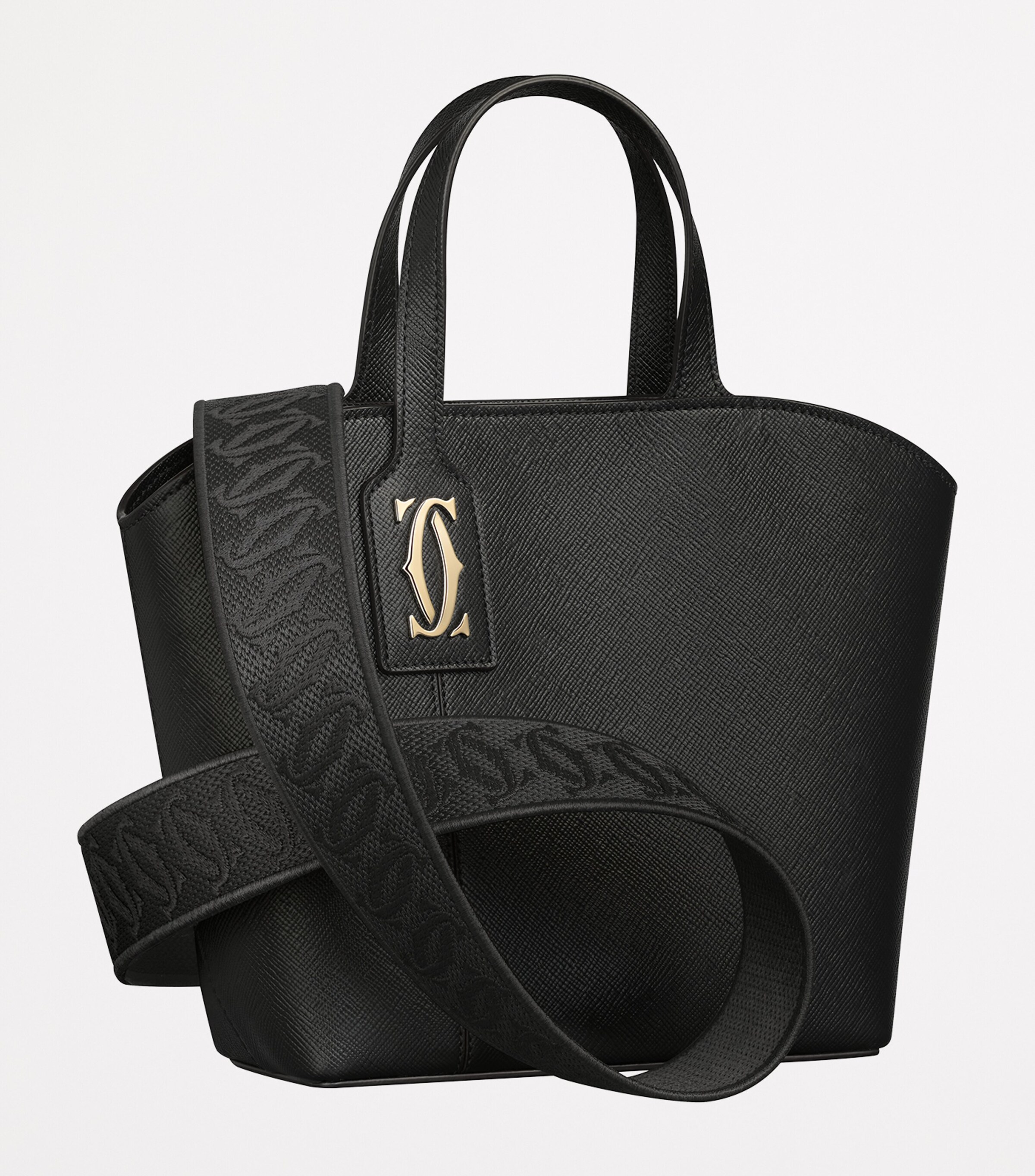 Mini Leather C de Cartier Tote Bag BLACK Image 5