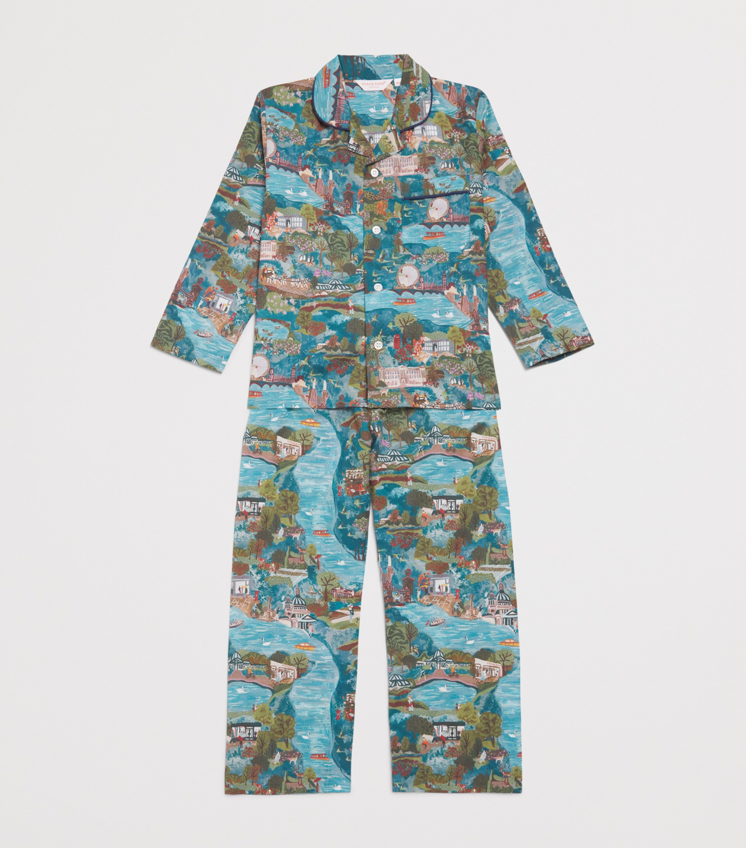 Derek Rose Kids Cotton Printed Pyjamas (3-16 Years) Multi Image 3