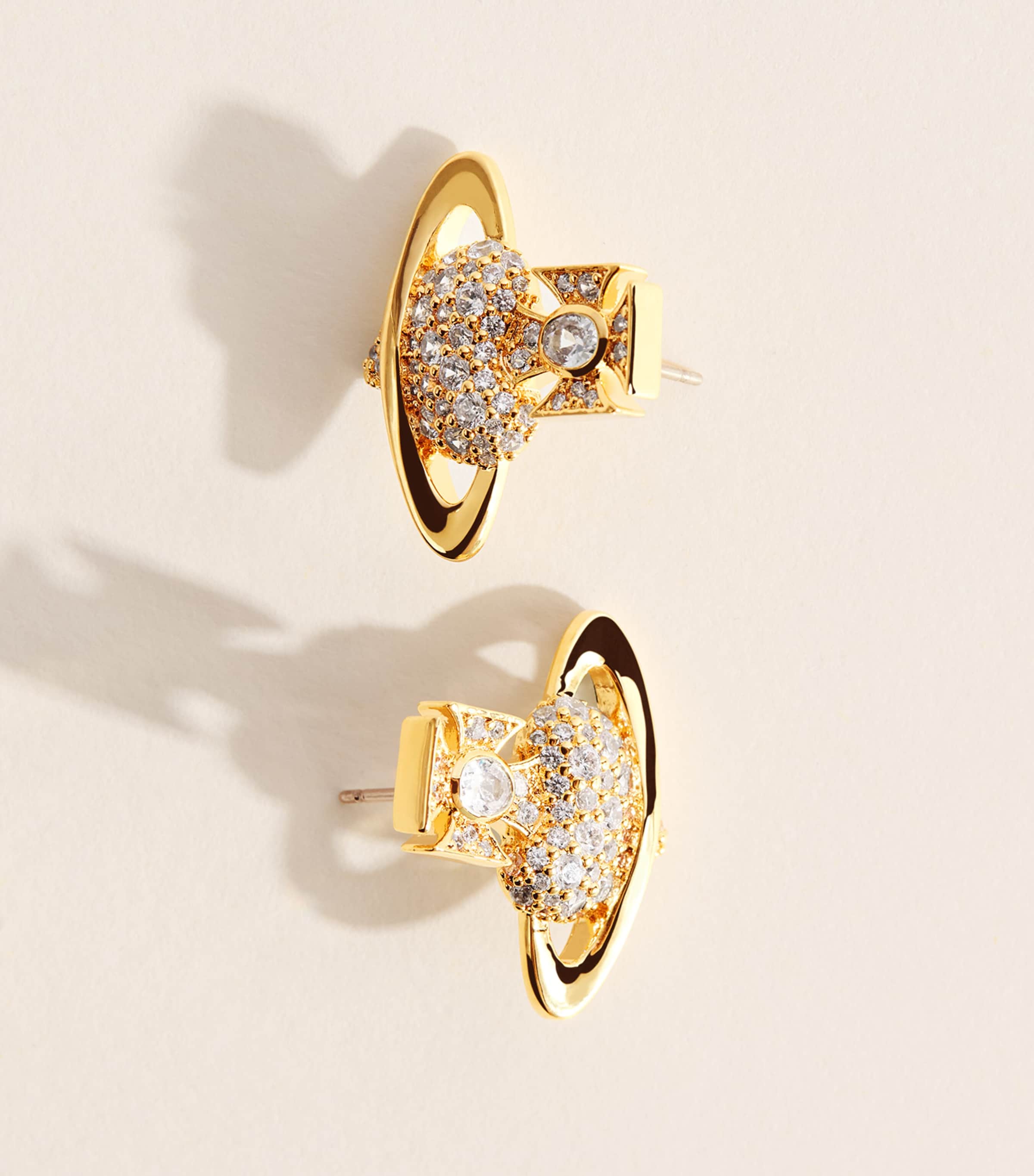 Vivienne Westwood Embellished Agnatha Earrings Gold / White Cz Image 4