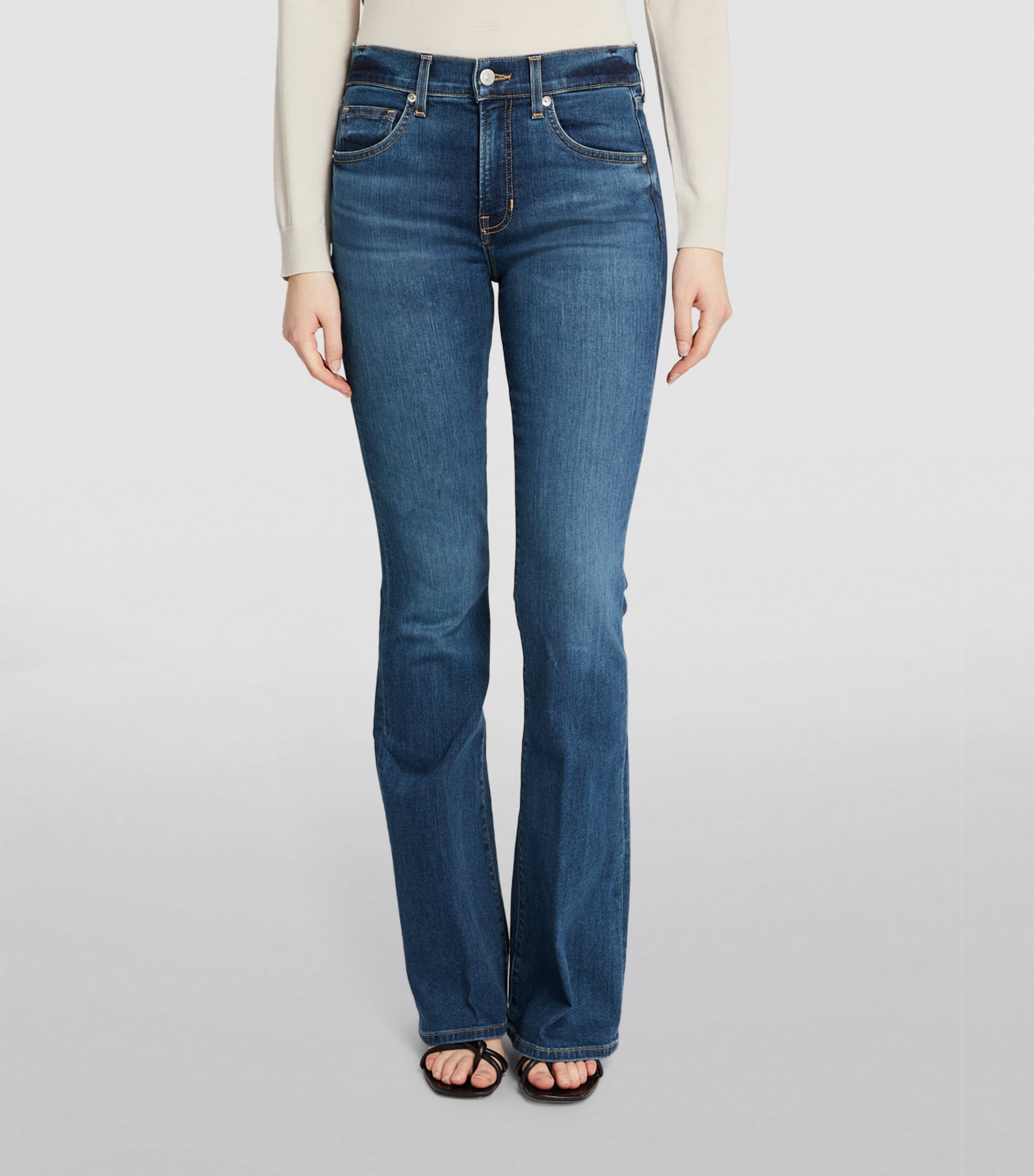 Veronica Beard Womens Beverly High-Rise Flared Jeans Bright Blue Image 2