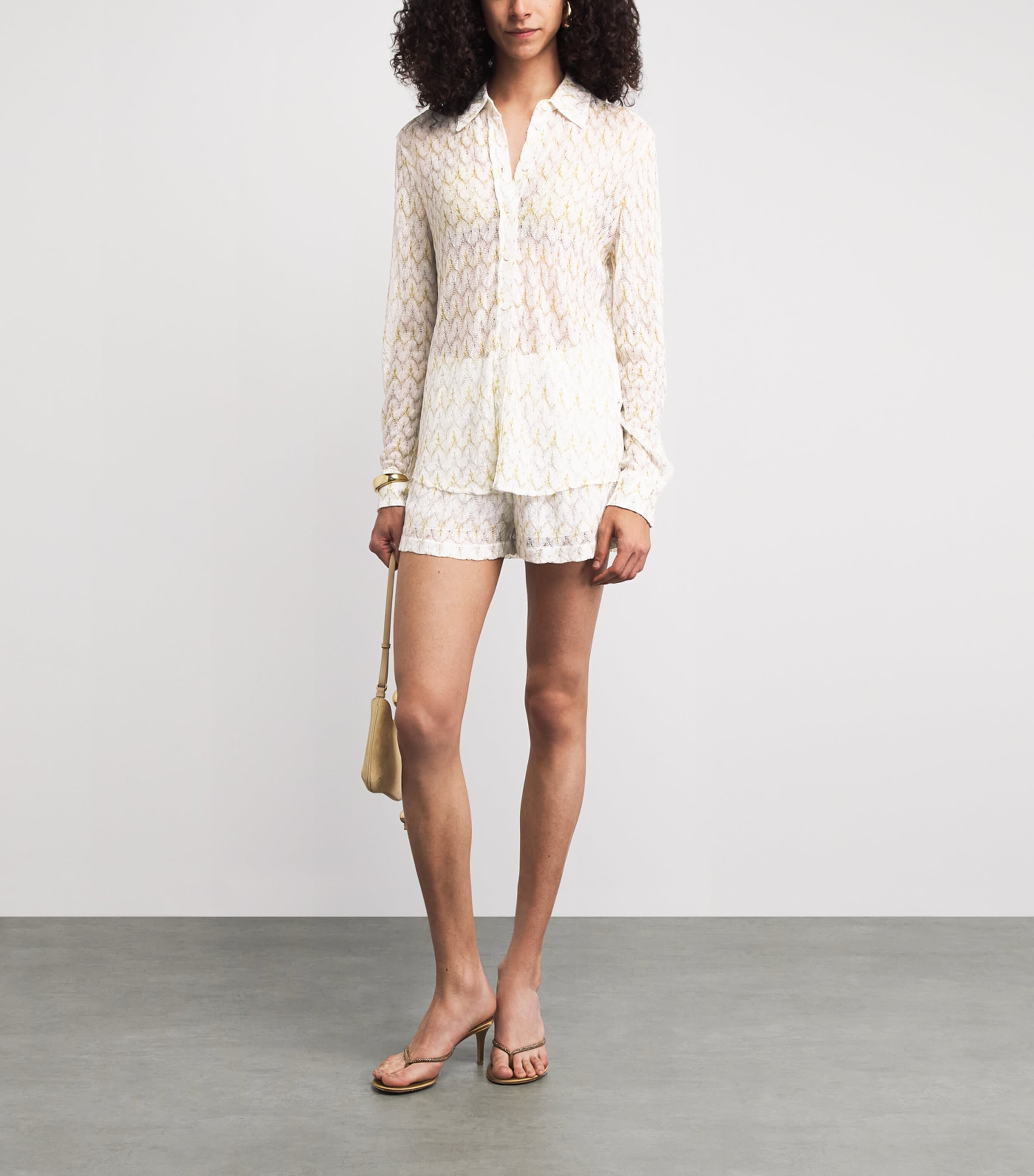 Missoni Womens Crochet Zigzag Shorts White /gold Image 2