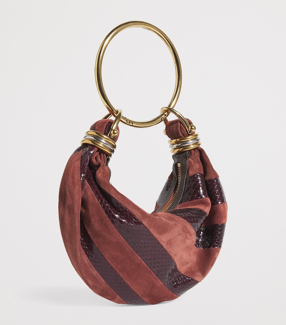 Mini Suede Snakeskin-Effect Bracelet Top-Handle Bag CRAFTY BROWN Image 3