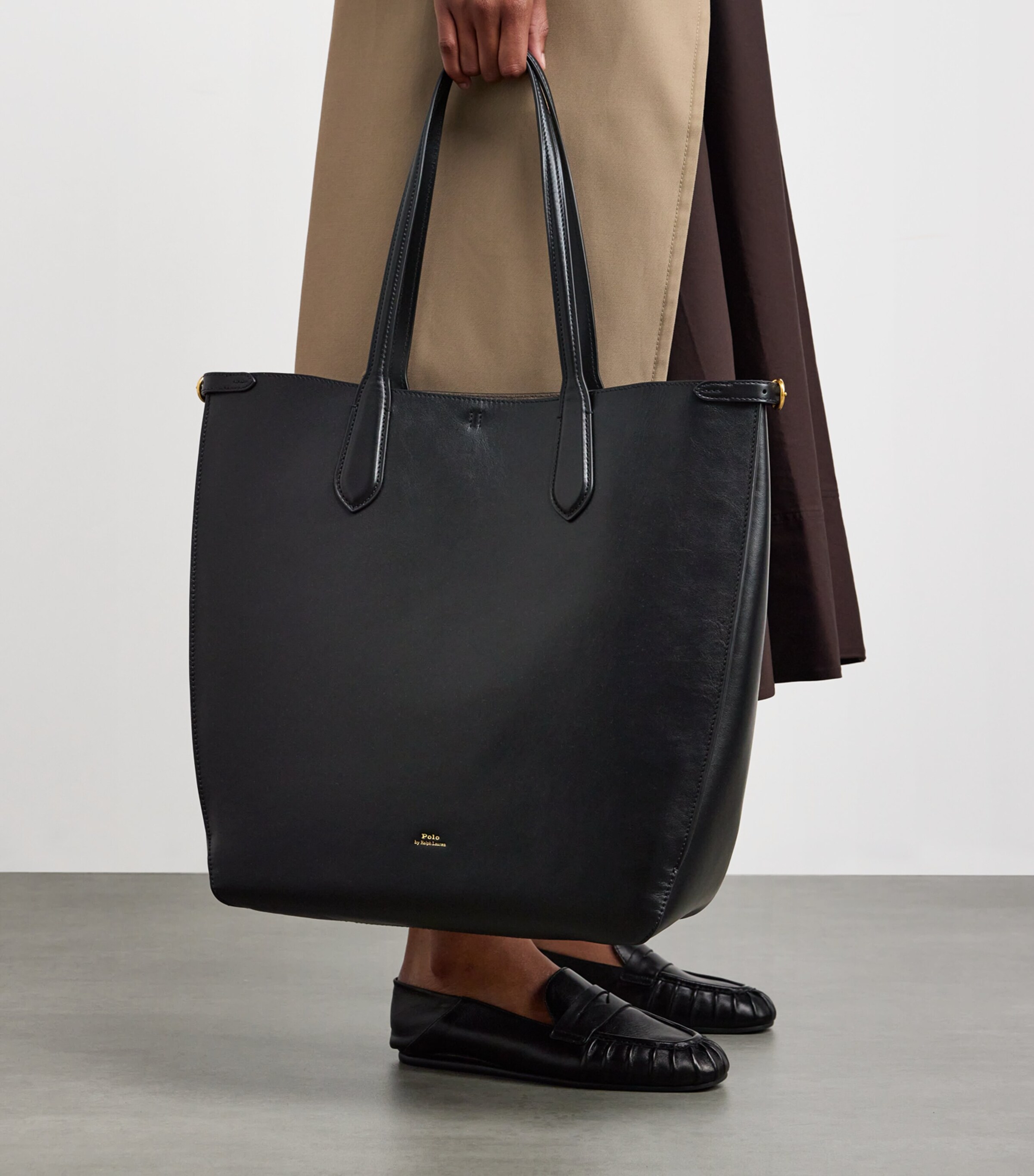 Polo Ralph Lauren Black Large Leather Bellport Tote Bag | Harrods US