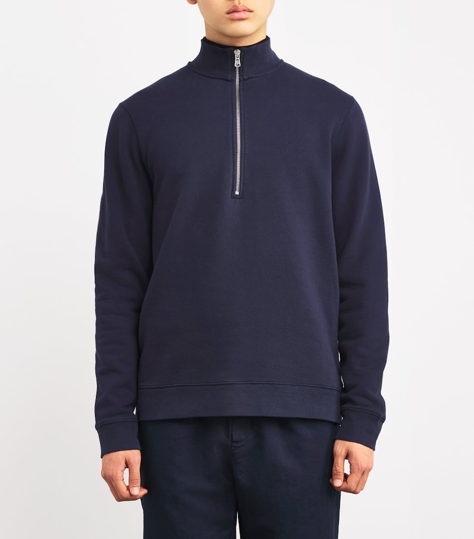 Cotton Half-Zip Sweatshirt NAVY1 Image 3