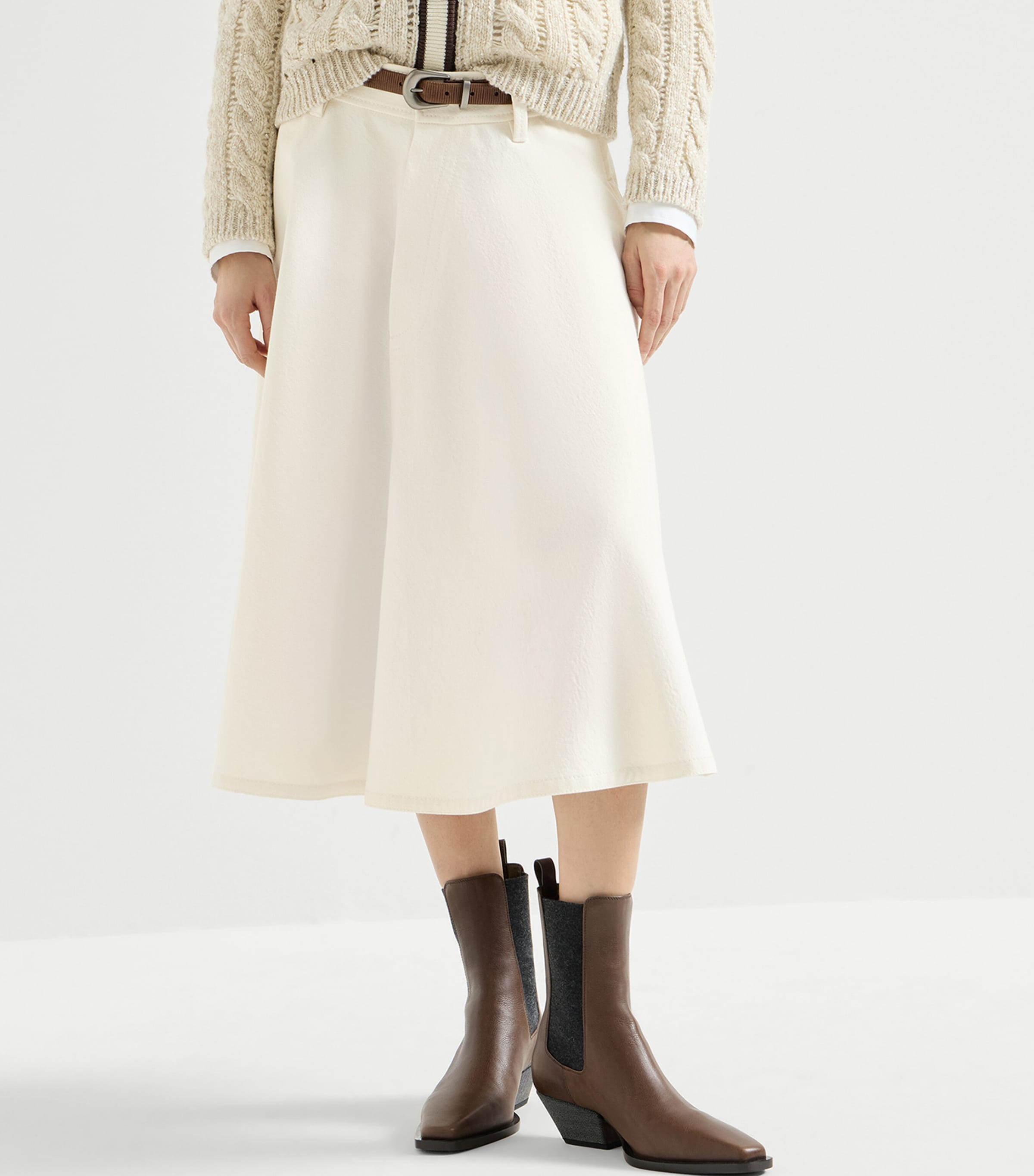 Brunello Cucinelli Womens Denim Midi Skirt Image 3