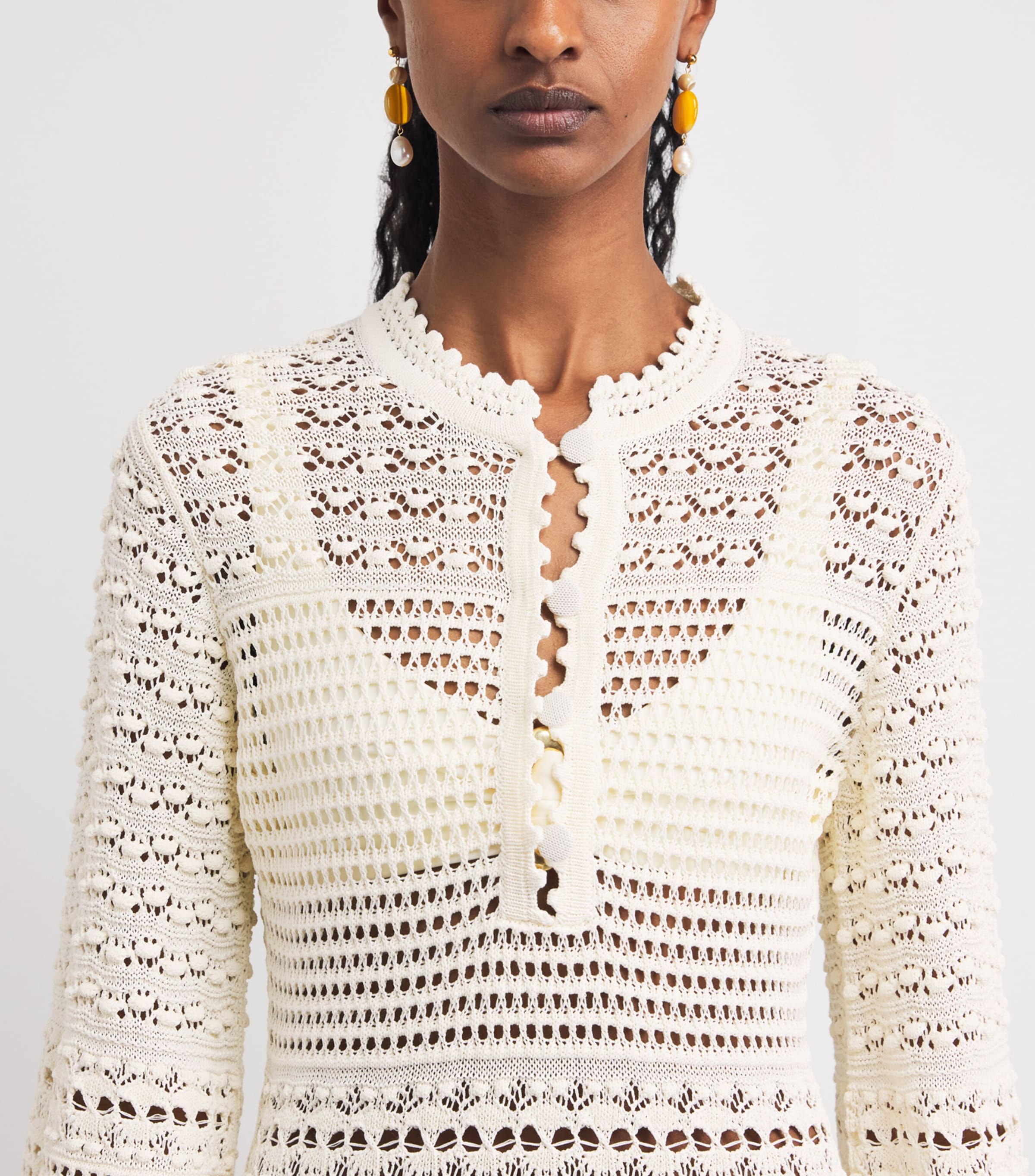 Eres Womens Crochet Madone Midi Dress Ecru Image 3