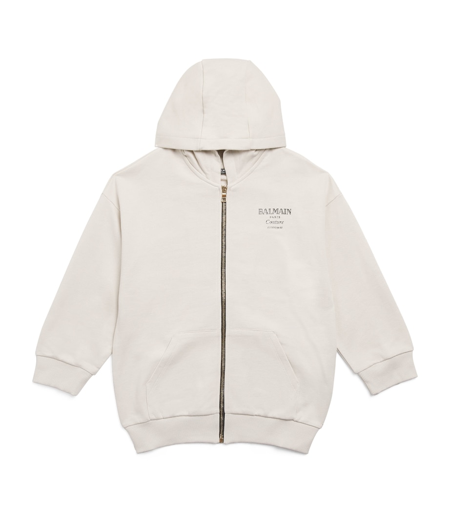 Cotton Logo Zip-Up Hoodie (4-14 Years) 107NEBEIGE/NERO Image 1