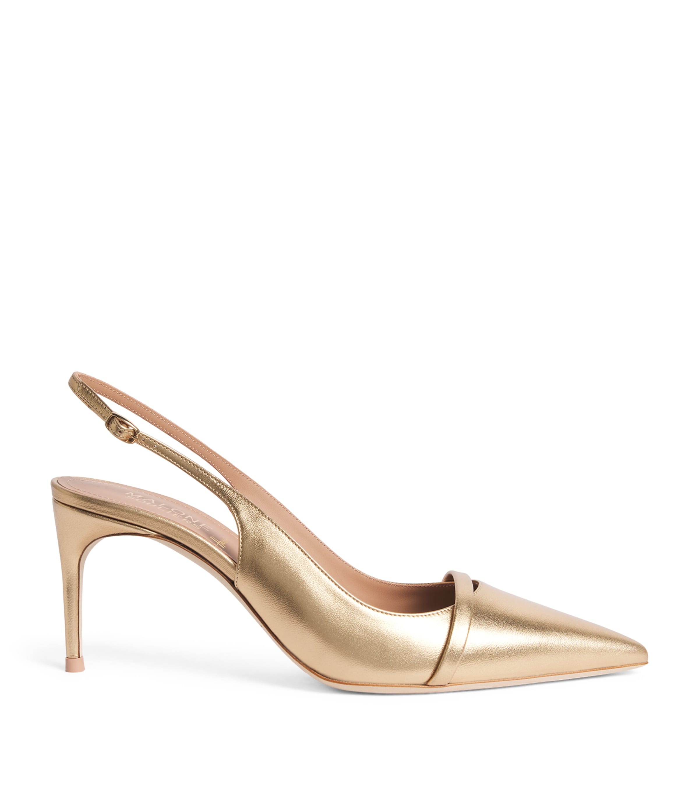 Malone Souliers X Harrods Metallic Leather Schiffer Slingback Pumps 70 In Gold
