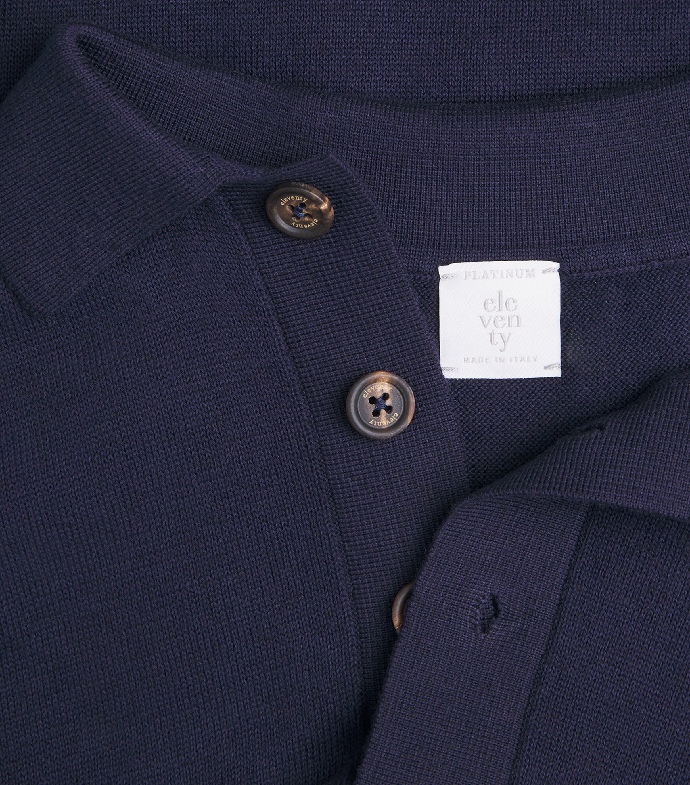 Eleventy Mens Cotton-Cashmere Polo Shirt Blu Image 6