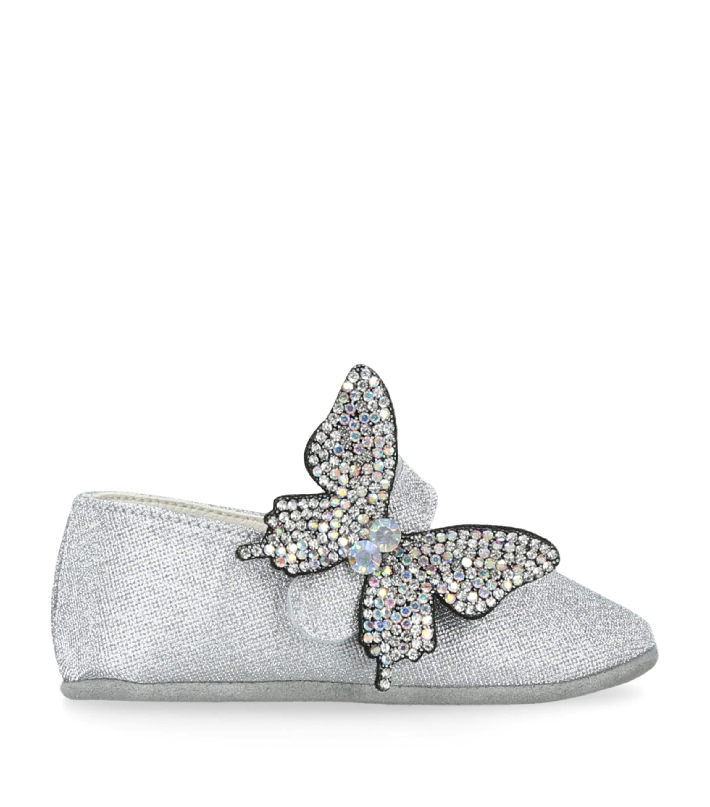 Crystal Butterfly Ballet Flats SILVER Image 1
