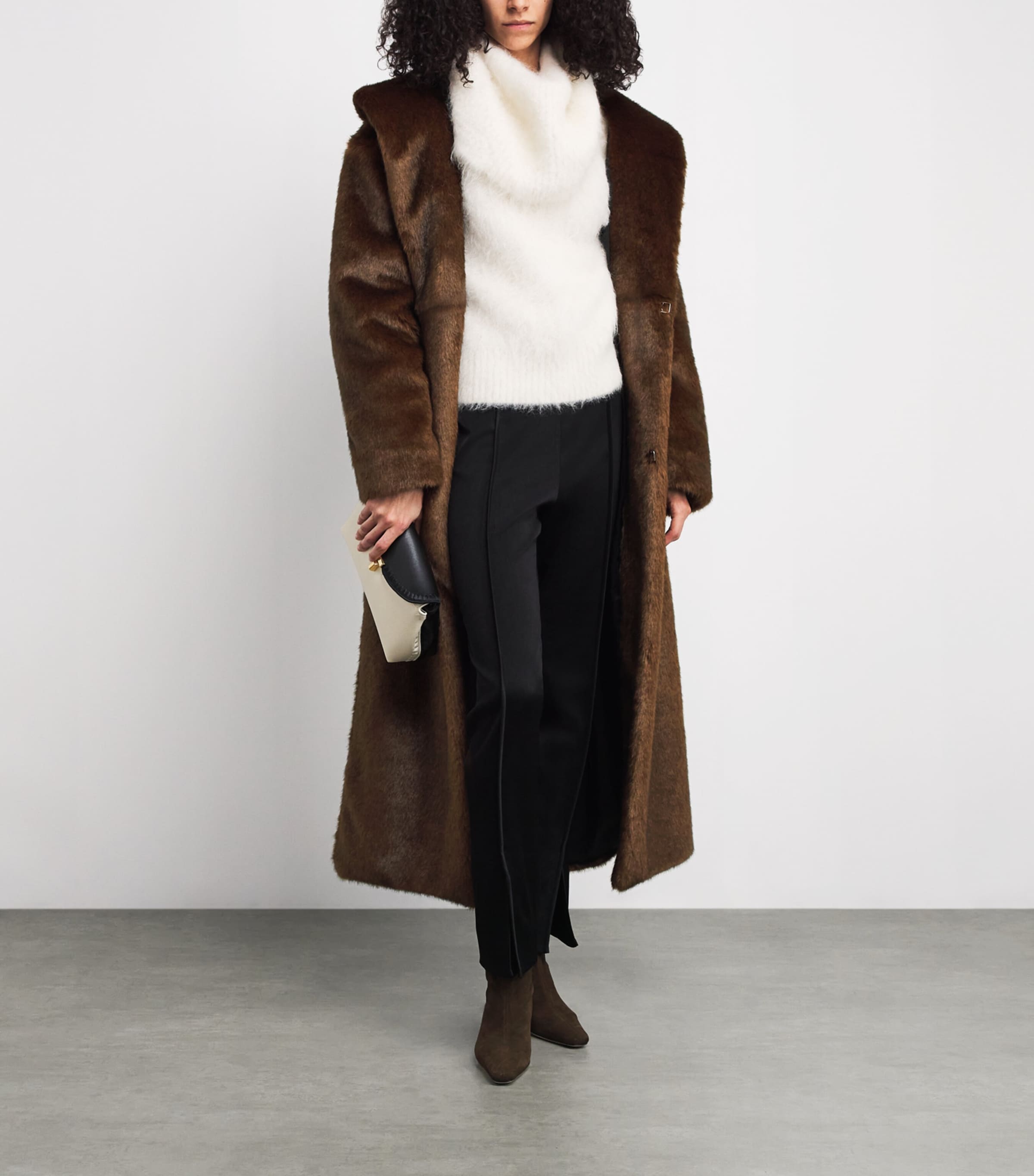 Faux Fur Cariana Coat DARK BROWN Image 2