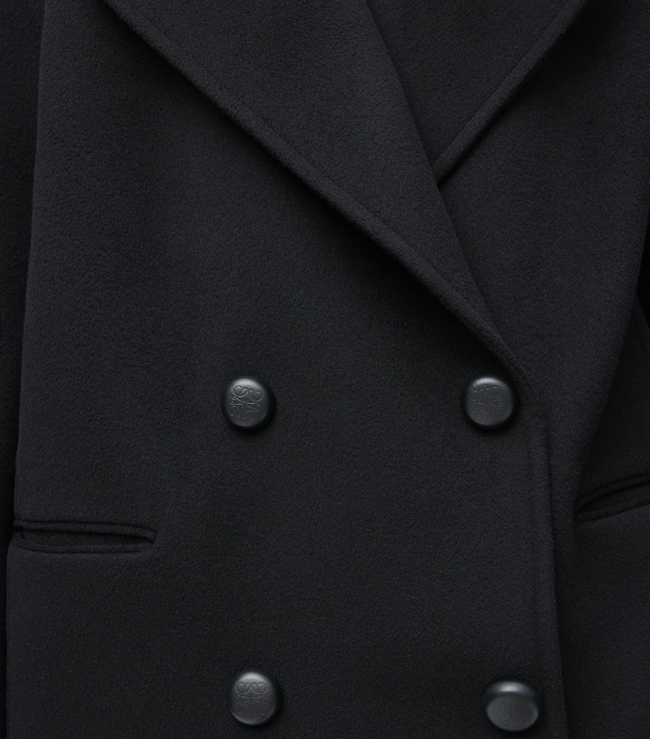 Wool Double-Breasted Short Coat BLACK Image 5