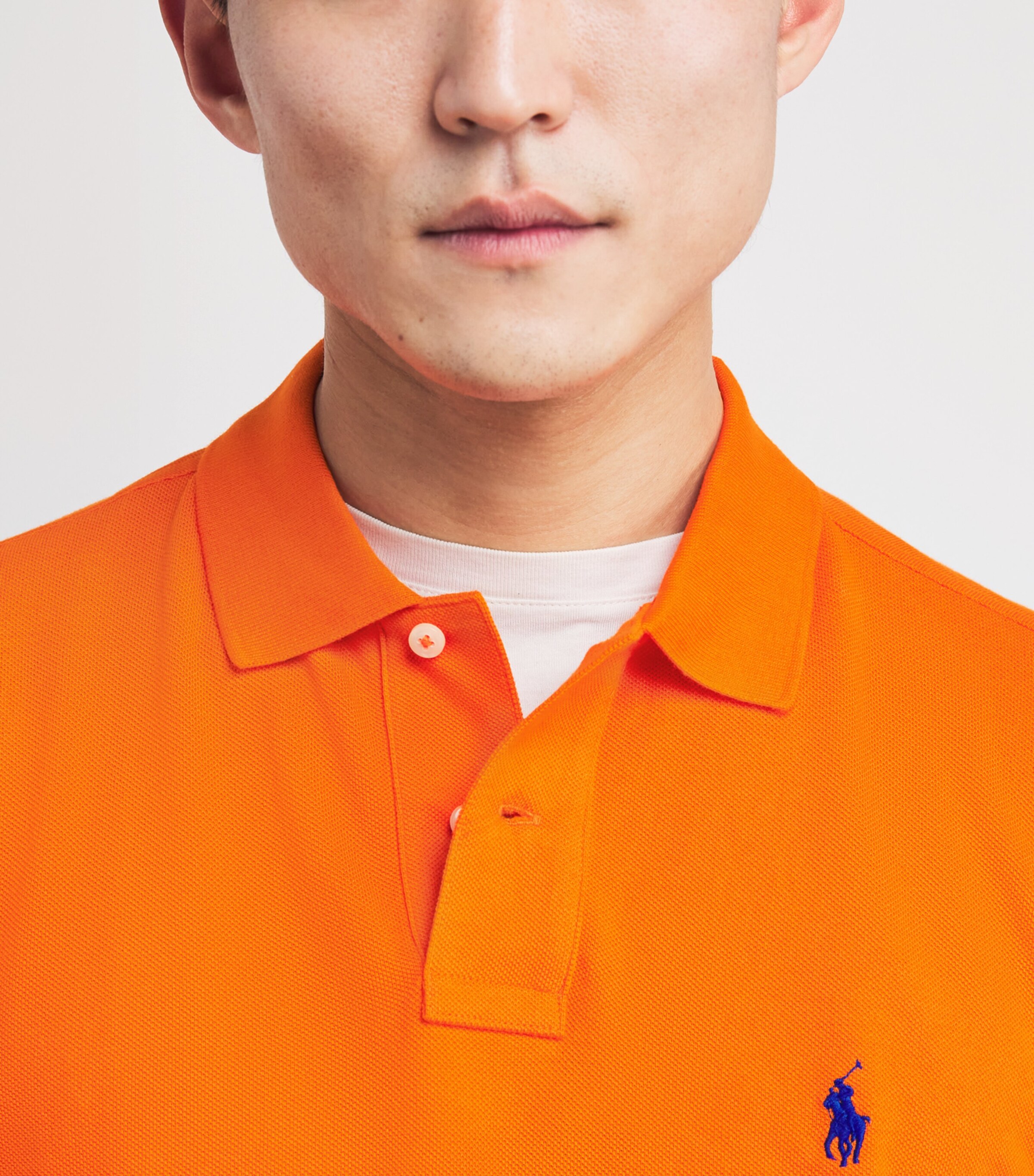 Polo Ralph Lauren Mens Cotton Mesh Polo Pony Polo Shirt Orange Image 6