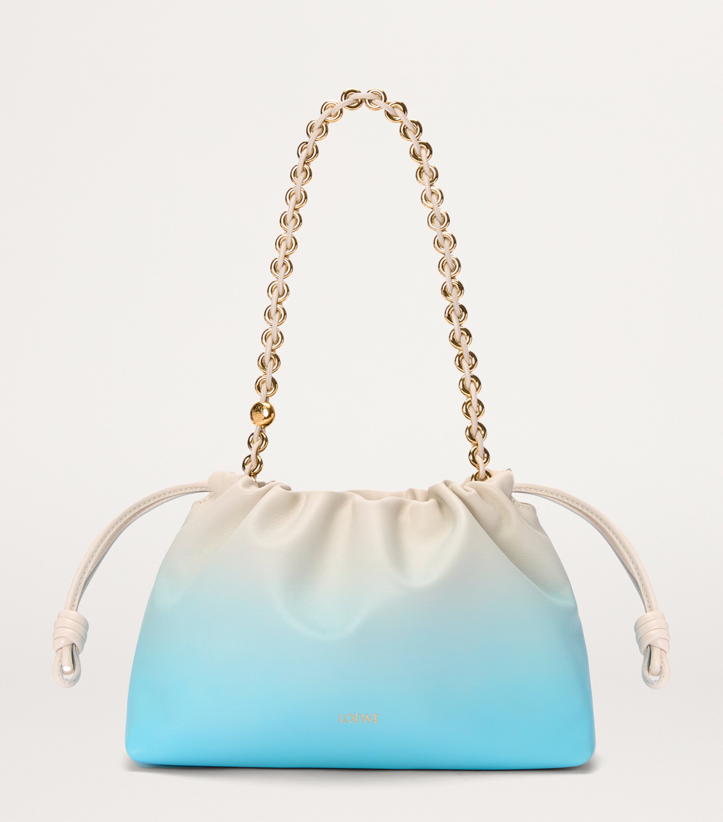 Medium Leather Flamenco Shoulder Bag SOFT WHITE/SKY BLUE Image 2