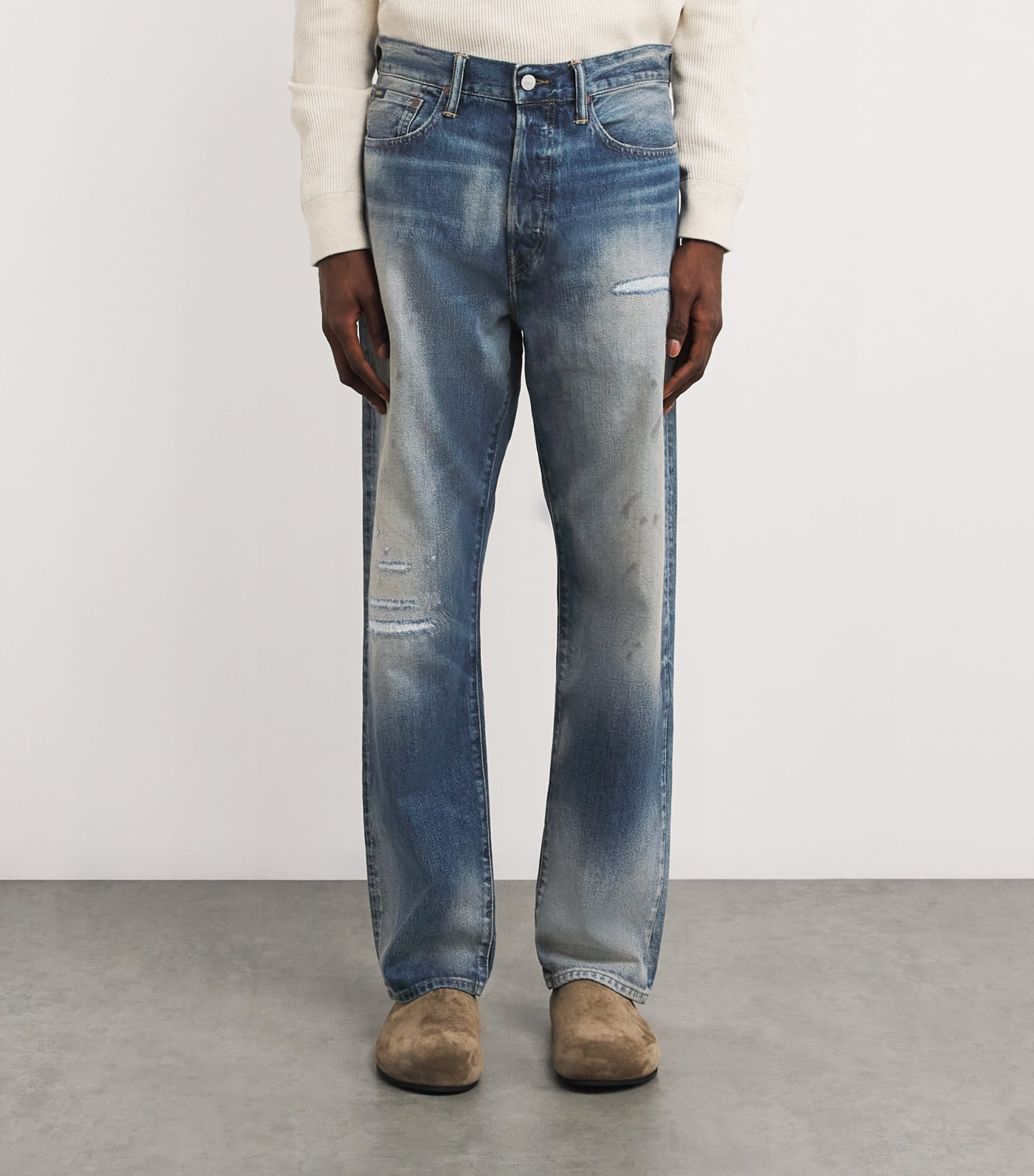 Heritage Straight Distressed Jeans BLUE Image 3
