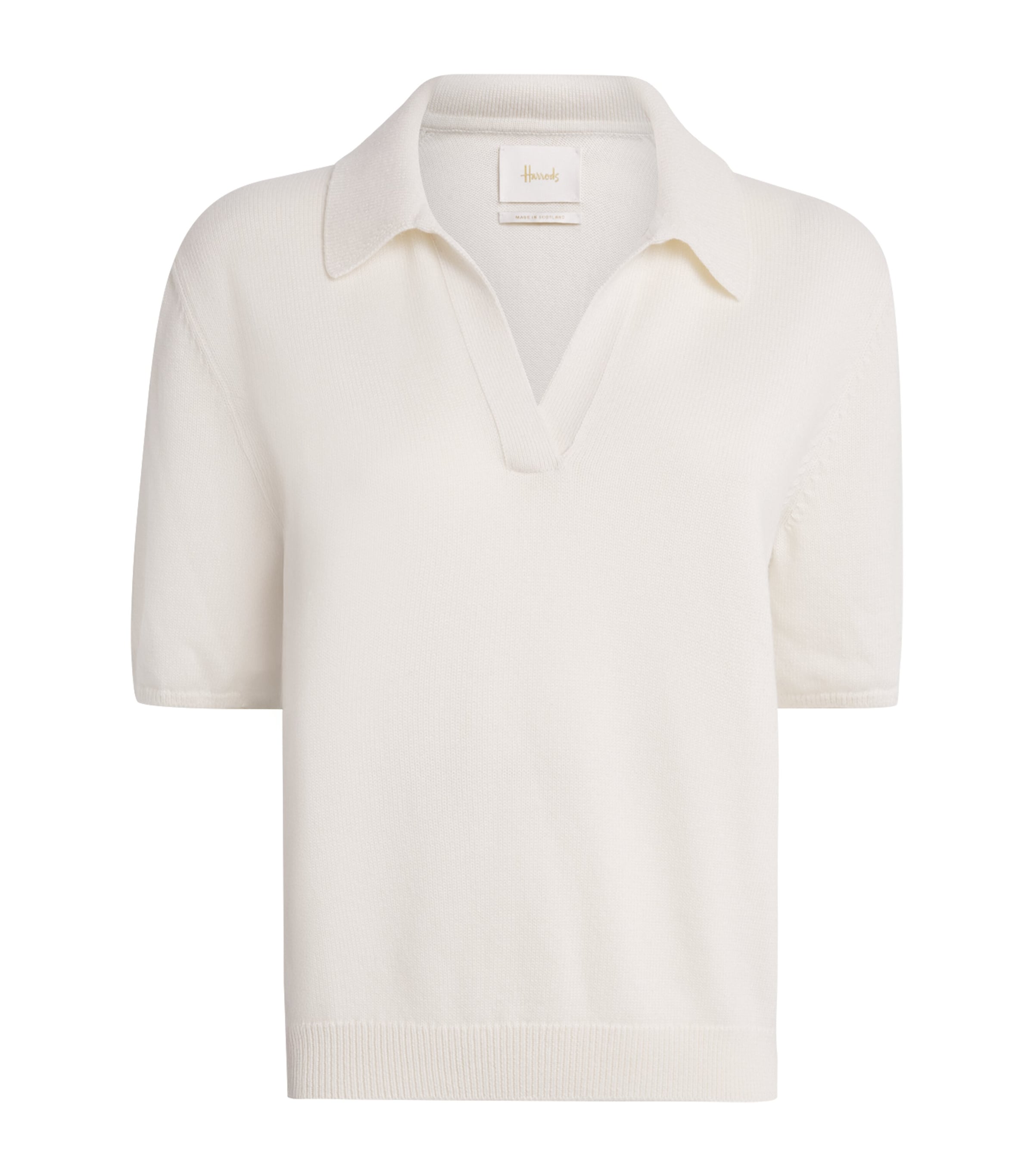 Harrods Womens Cotton-Cashmere Collared Sweater Niveous Image 1