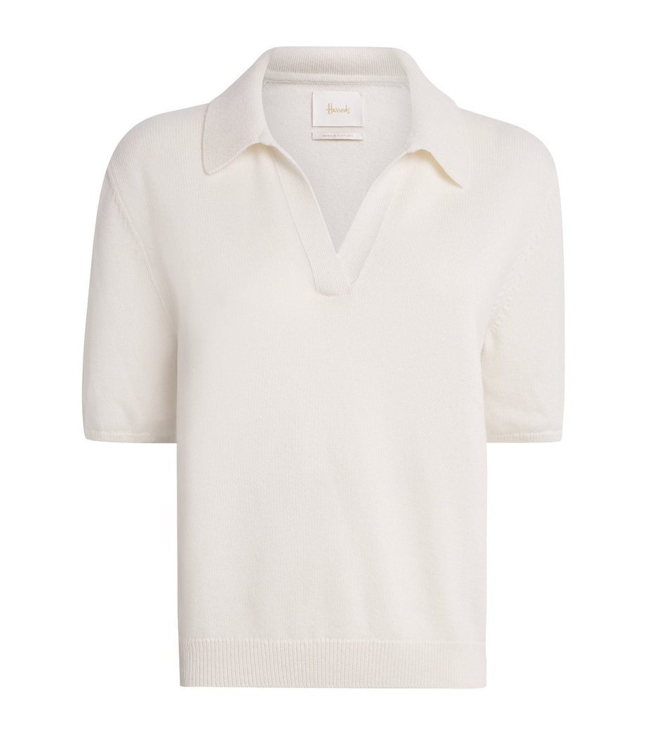 Harrods Womens Cotton-Cashmere Collared Sweater Niveous Image 1