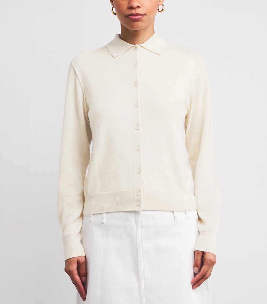 Cashmere Polo Cardigan CASHMERE ICE WHITE Image 3