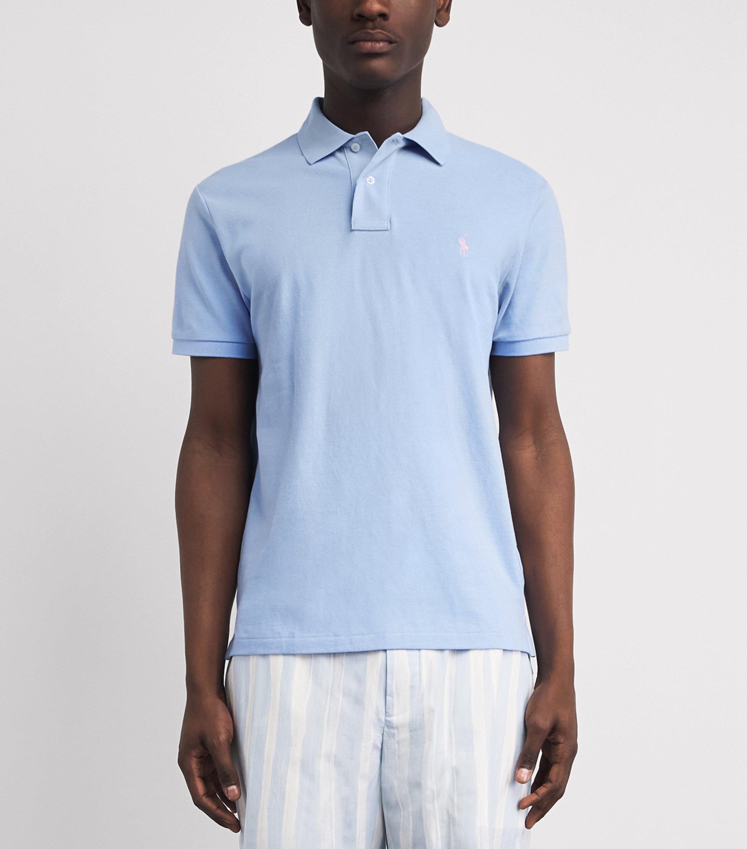 Polo Ralph Lauren Mens Cotton Mesh Classic-Fit Polo Shirt Pebble Image 4