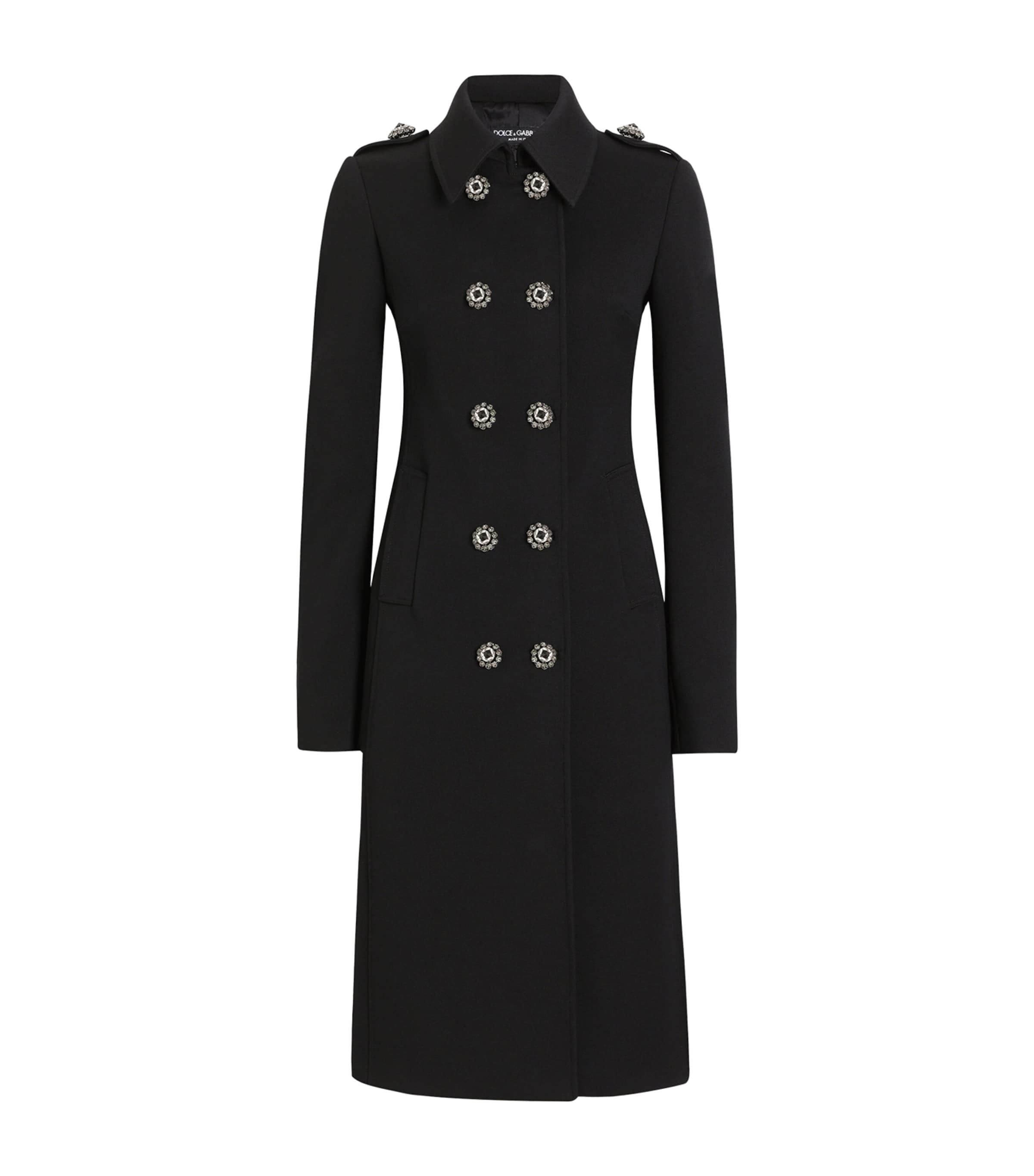 Dolce & Gabbana Double-breasted Wool Coat With Bejeweled Buttons