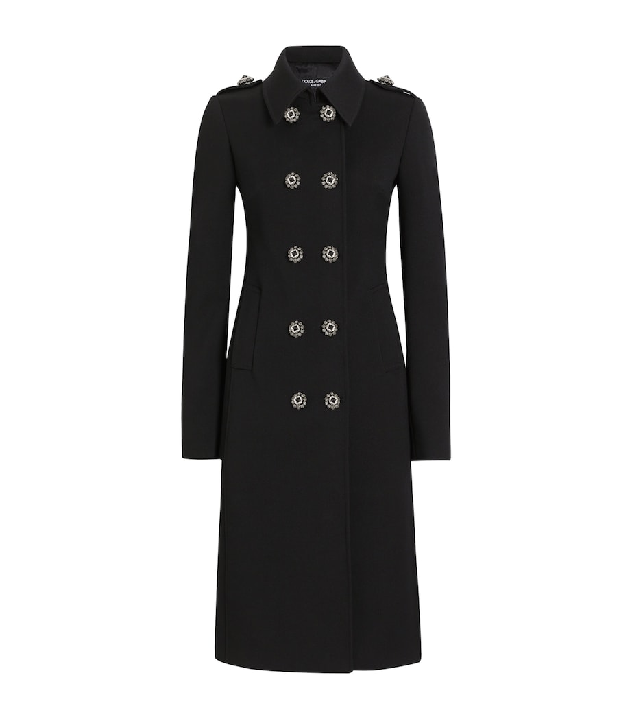 Virgin Wool Double-Breasted Overcoat N0000-BLACK Image 1