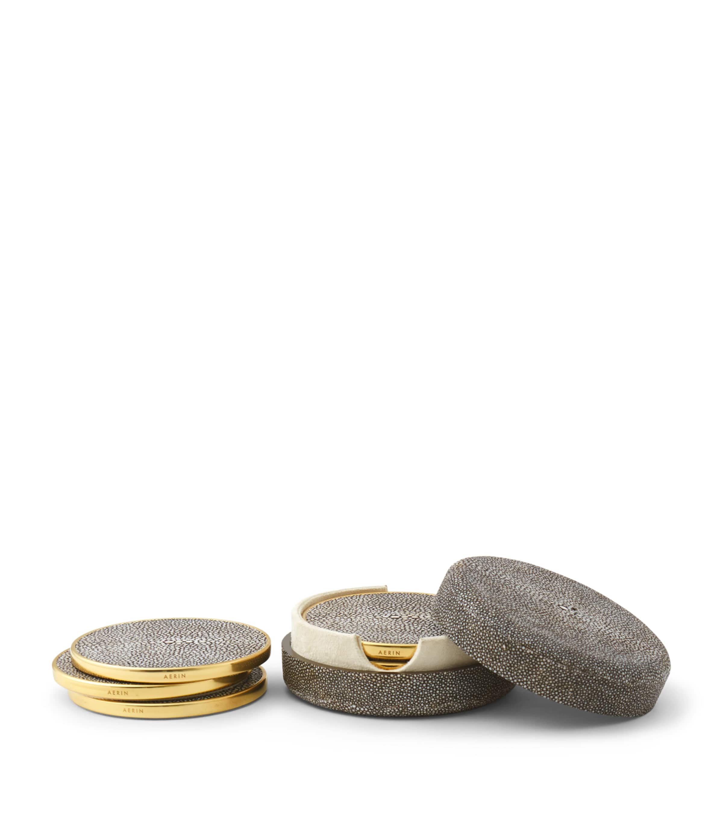 Aerin Set of 4 Shagreen Coasters Chocolate Image 1